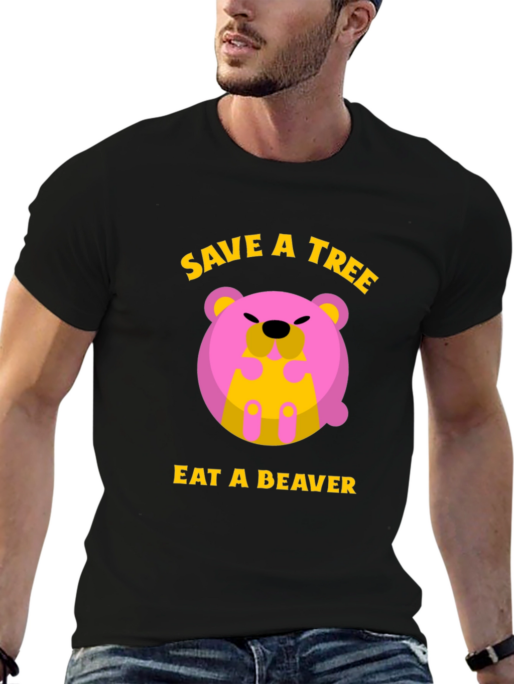 Save a Tree Eat a Beaver Funny Graphic T-Shirt