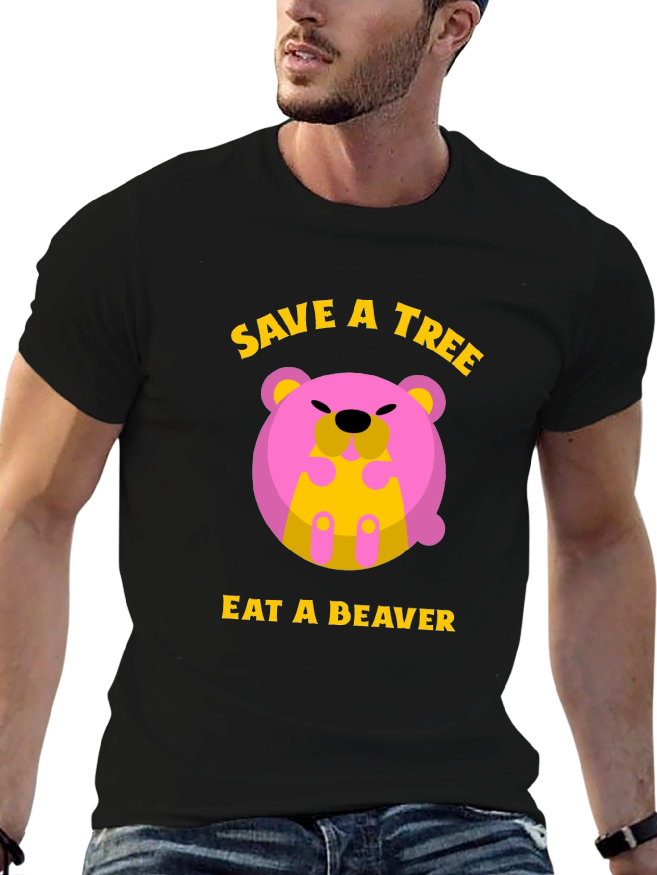 Save a Tree Eat a Beaver Funny Graphic T-Shirt