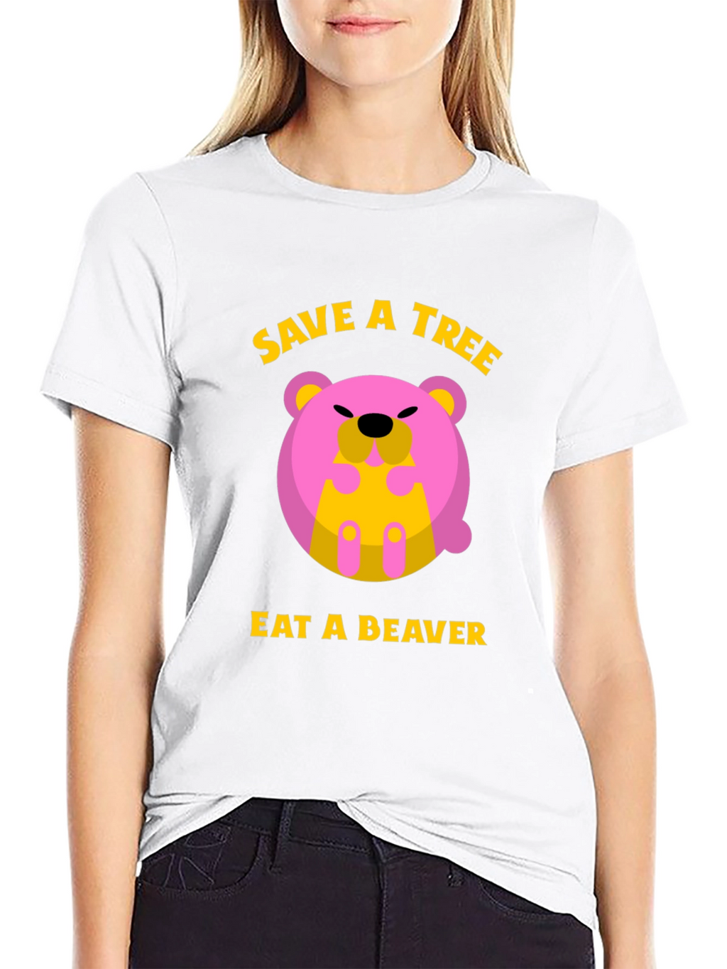 Save a Tree Eat a Beaver Funny Graphic T-Shirt