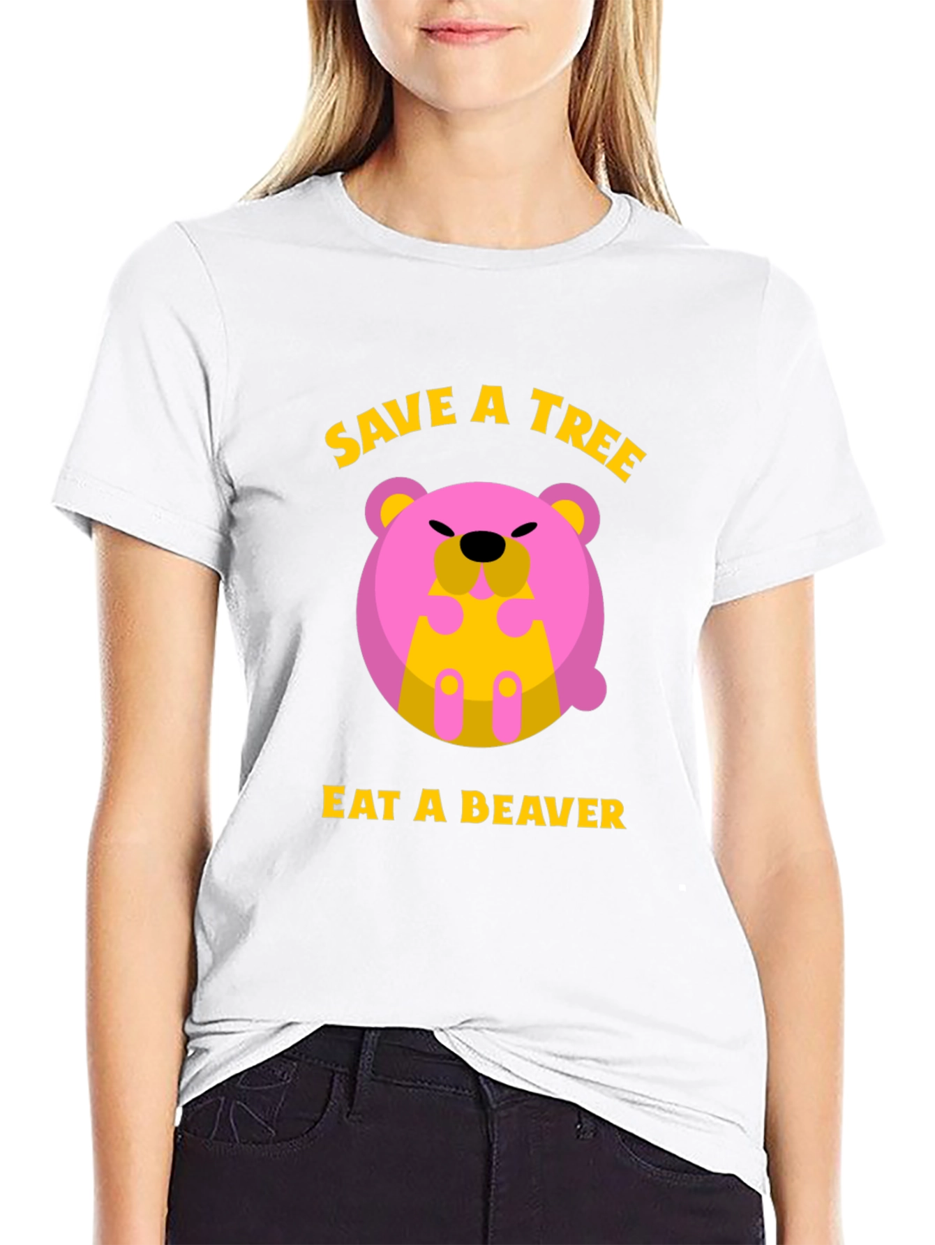 Save a Tree Eat a Beaver Funny Graphic T-Shirt
