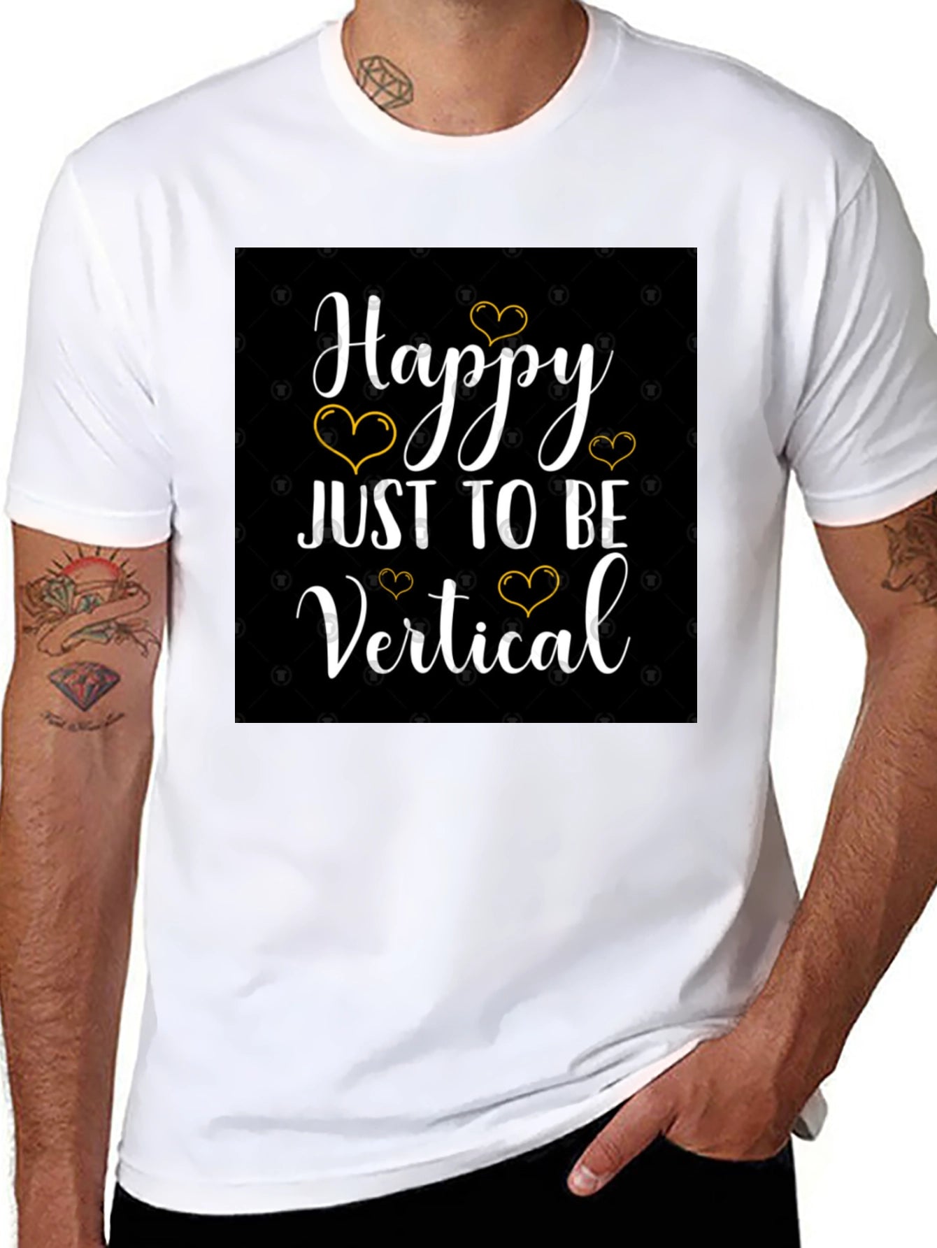 Happy Just to Be Vertical Black T-Shirt