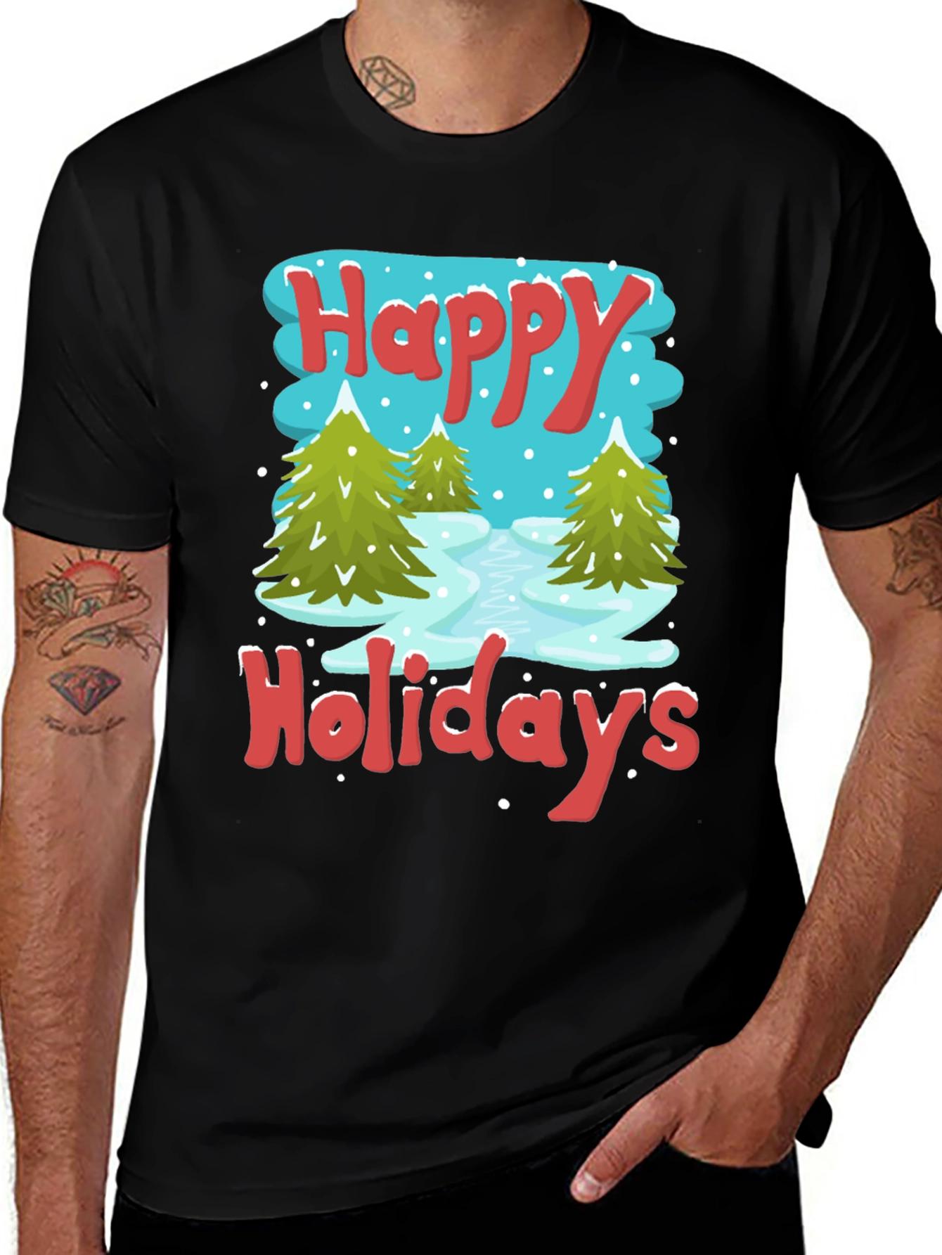 Happy Holidays Graphic Tee - Winter Scene