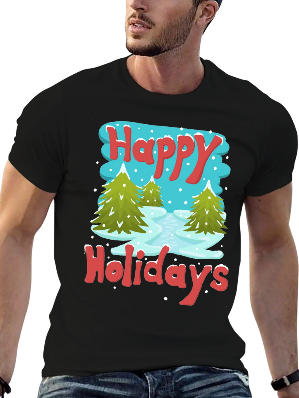 Happy Holidays Graphic Tee - Winter Scene