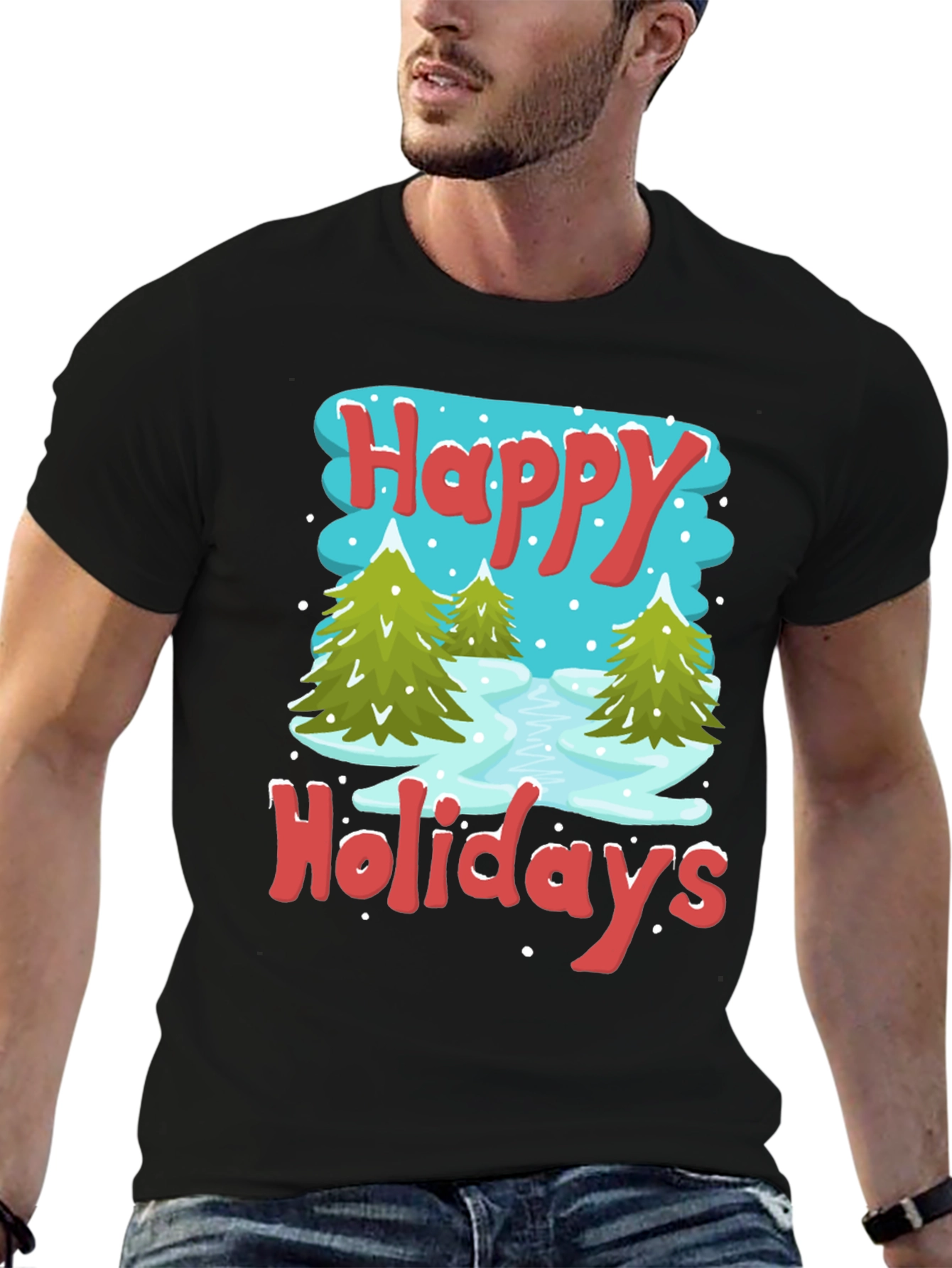 Happy Holidays Graphic Tee - Winter Scene
