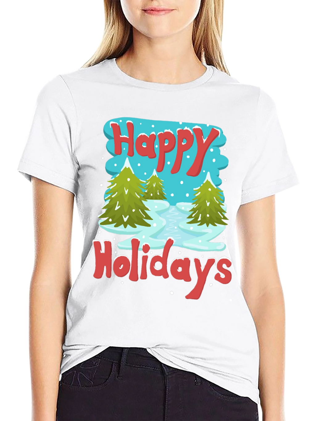 Happy Holidays Graphic Tee - Winter Scene