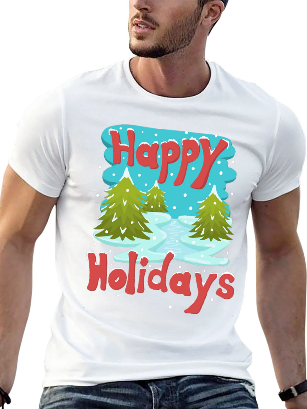 Happy Holidays Graphic Tee - Winter Scene