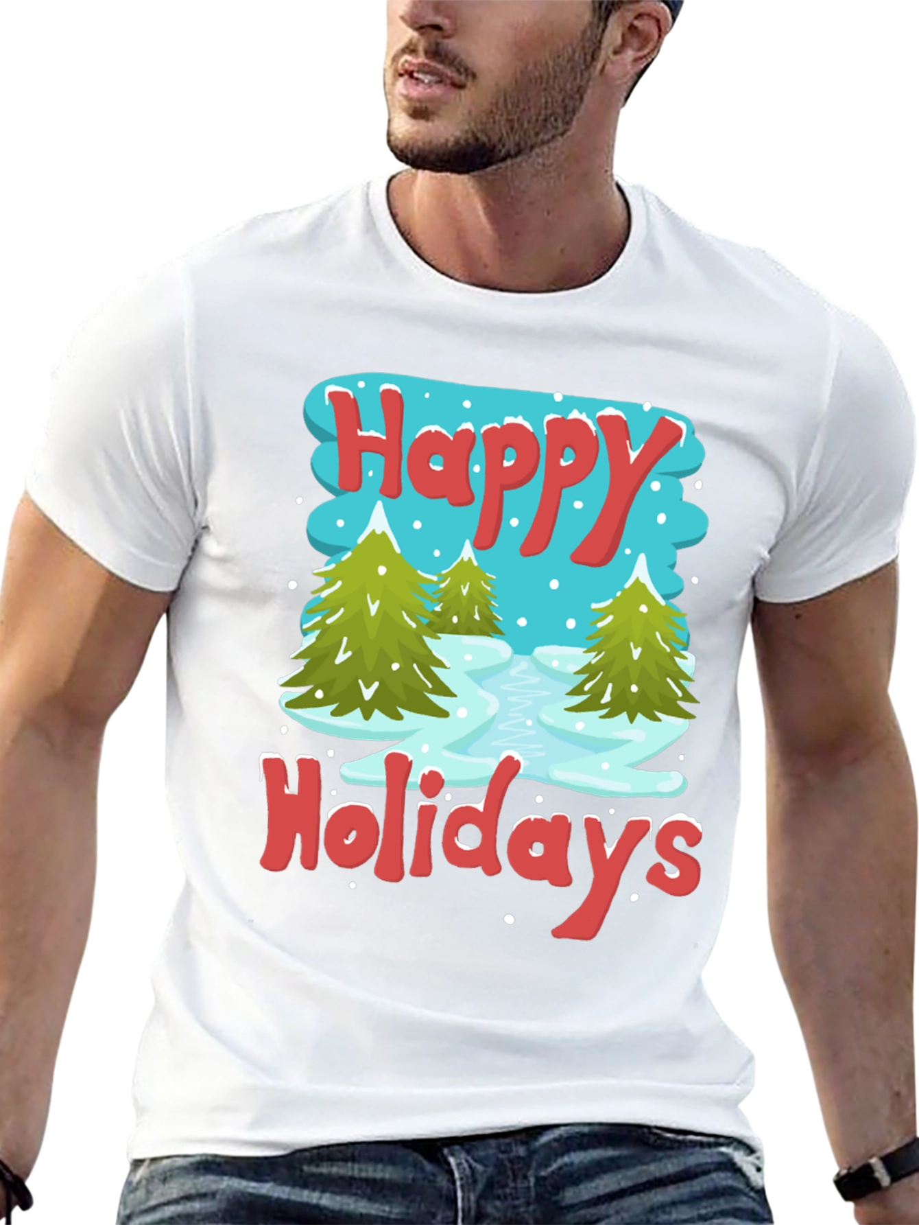 Happy Holidays Graphic Tee - Winter Scene