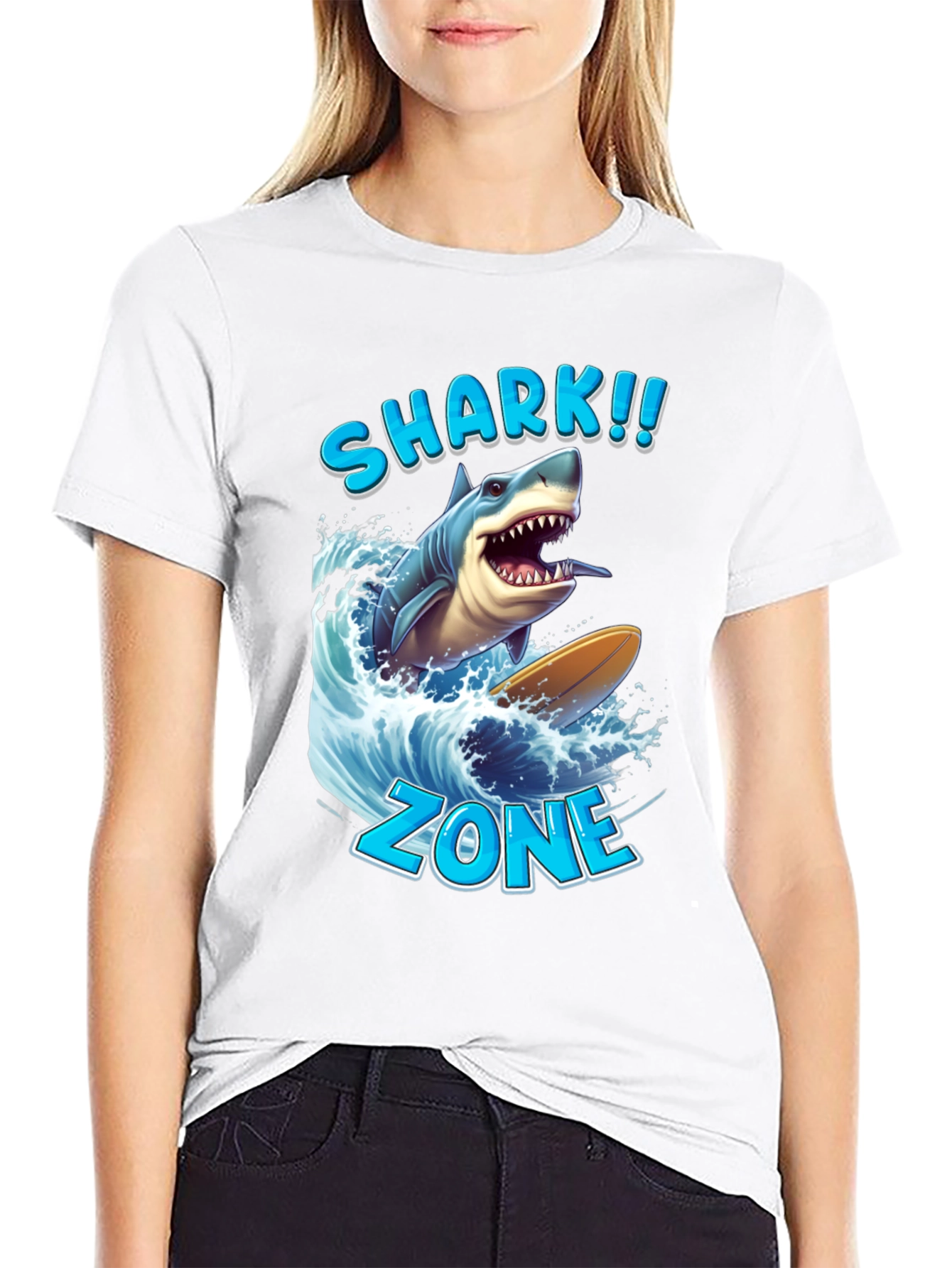 Shark Zone Graphic Tee - Surfing Shark Design
