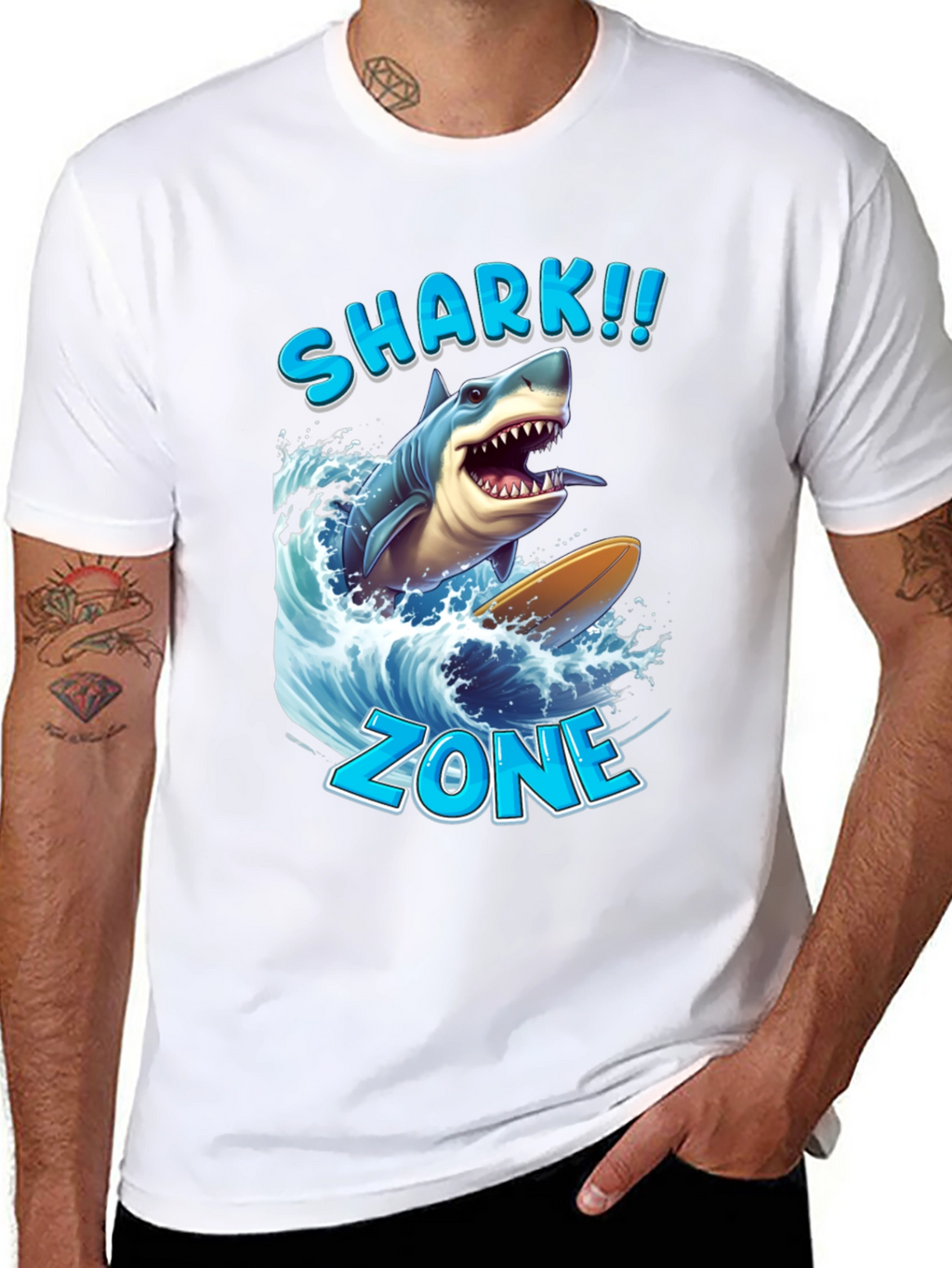 Shark Zone Graphic Tee - Surfing Shark Design