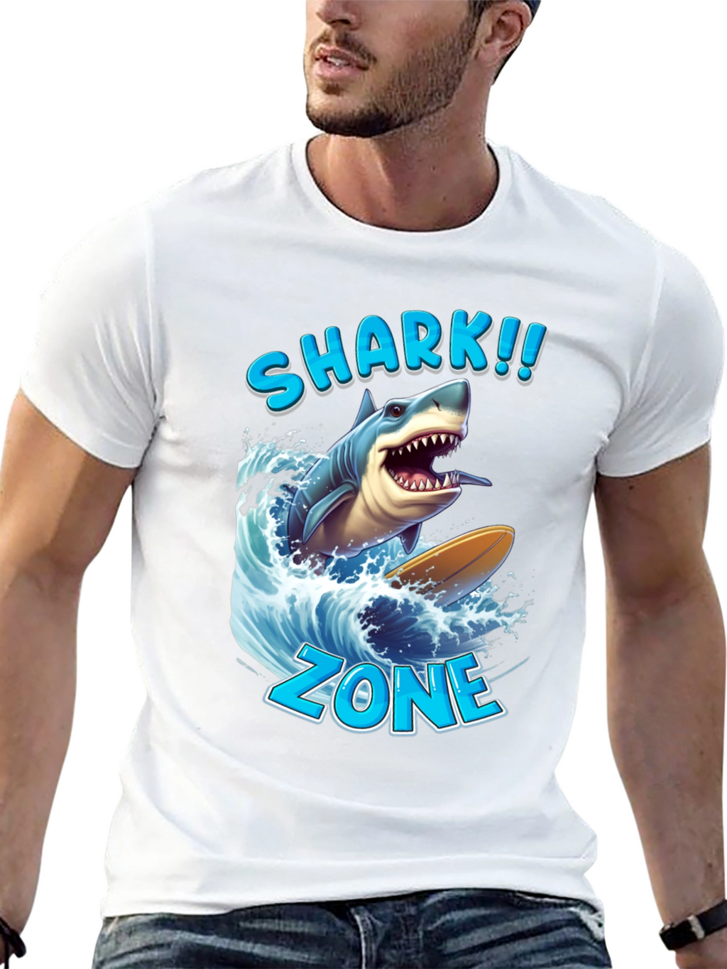 Shark Zone Graphic Tee - Surfing Shark Design