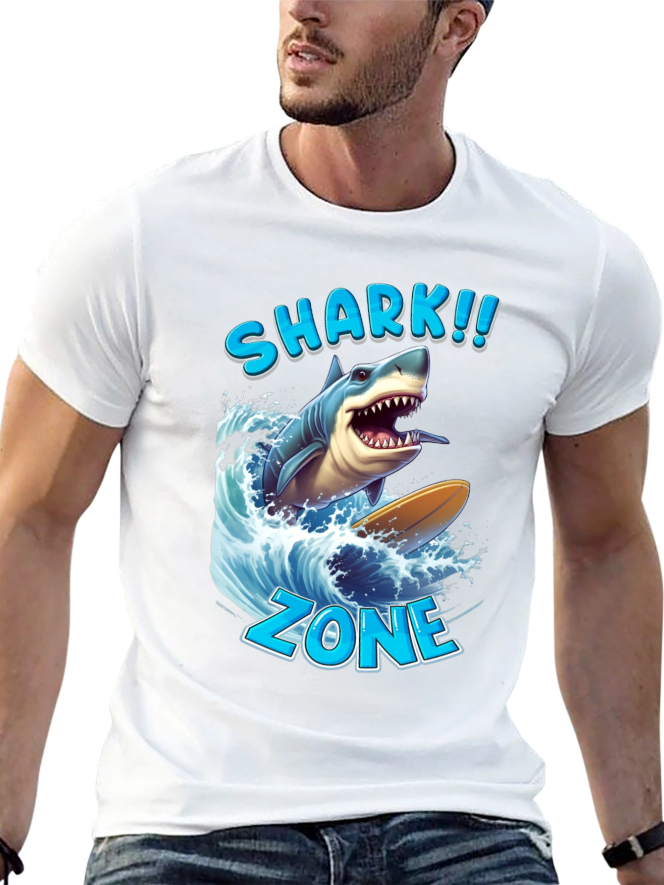 Shark Zone Graphic Tee - Surfing Shark Design