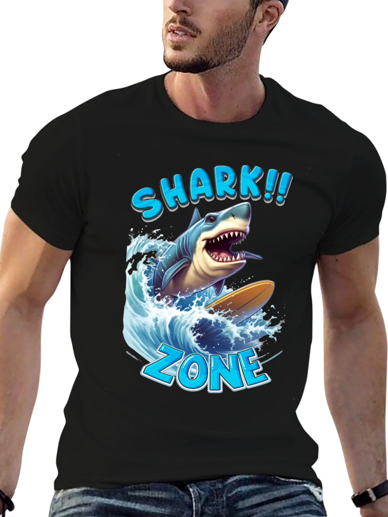 Shark Zone Graphic Tee - Surfing Shark Design