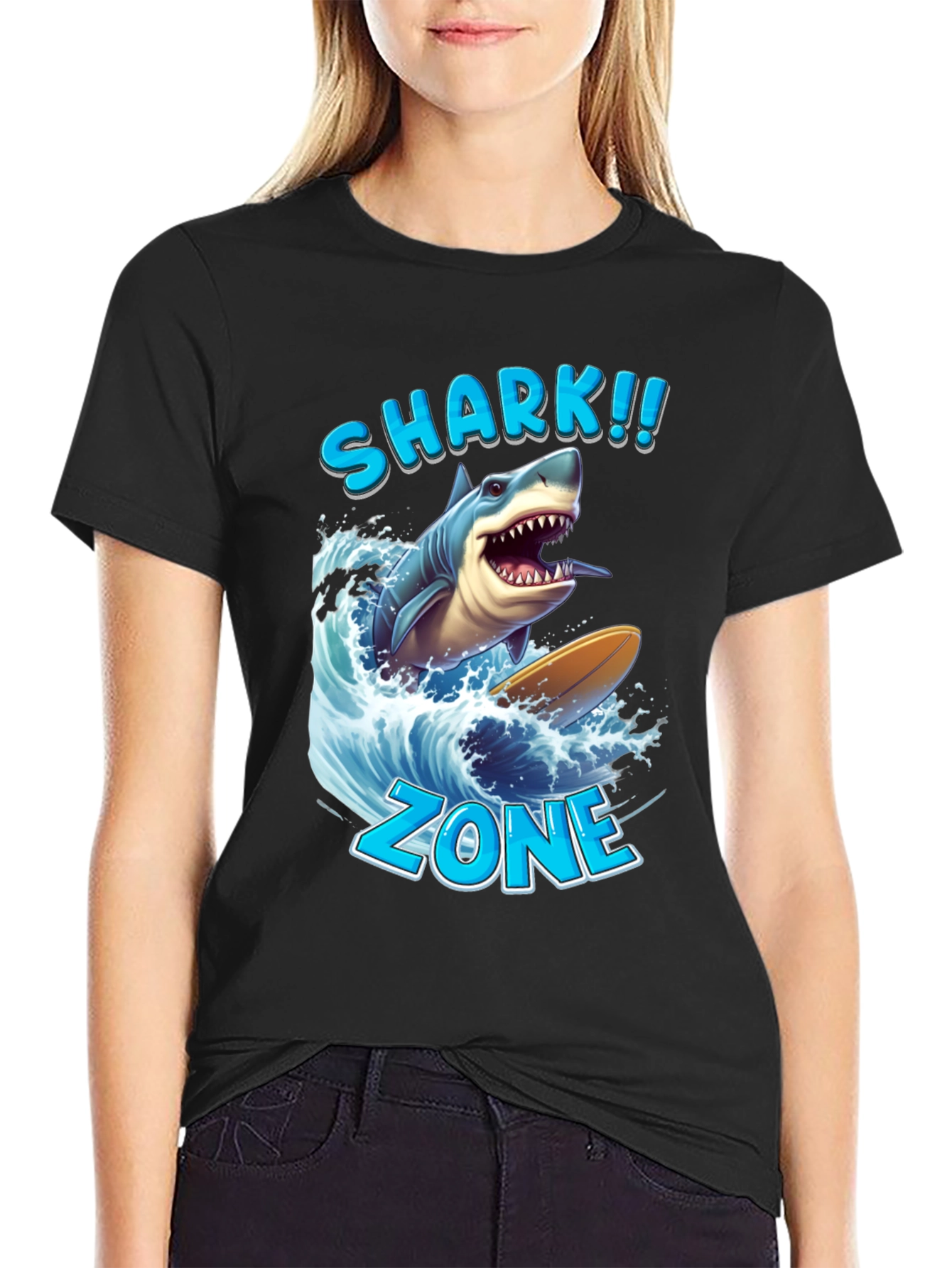 Shark Zone Graphic Tee - Surfing Shark Design