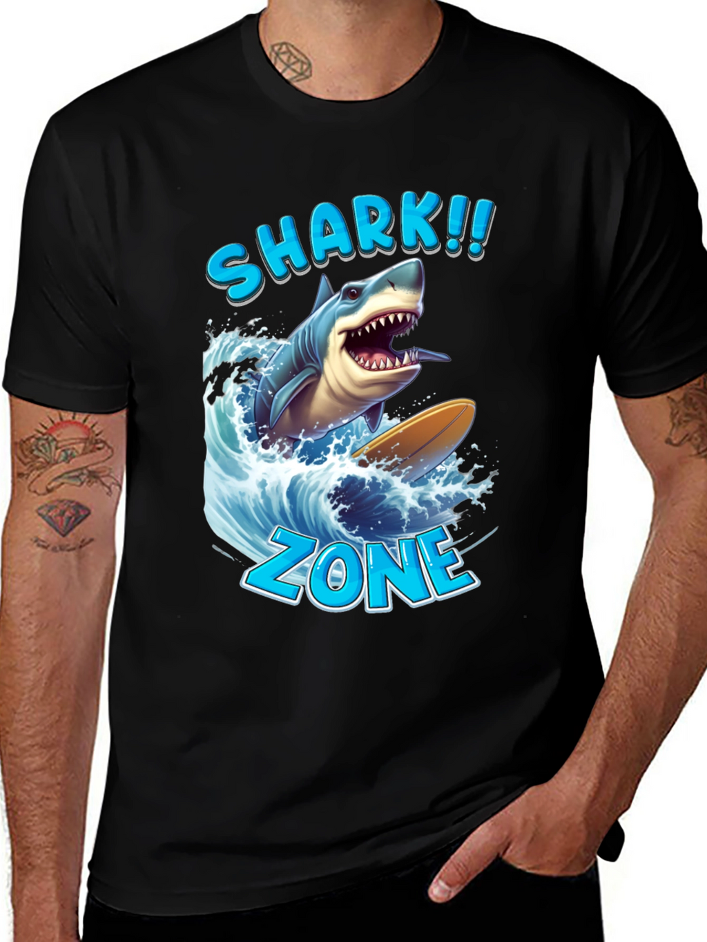 Shark Zone Graphic Tee - Surfing Shark Design