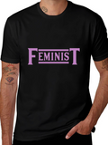 Feminist Graphic Tee - Black Cotton Blend T-Shirt