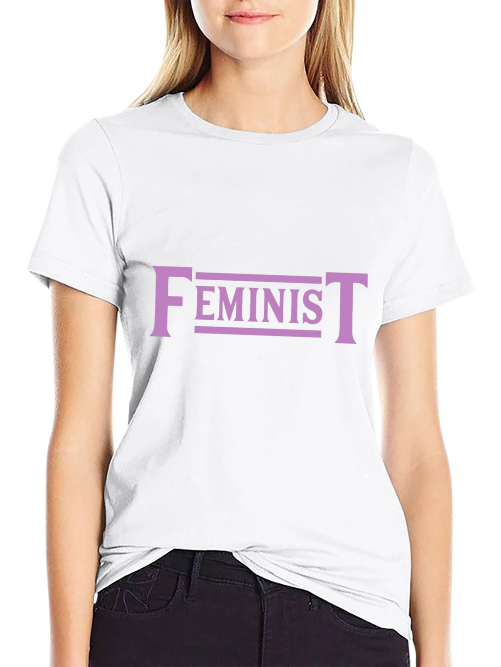 Feminist Graphic Tee - Black Cotton Blend T-Shirt
