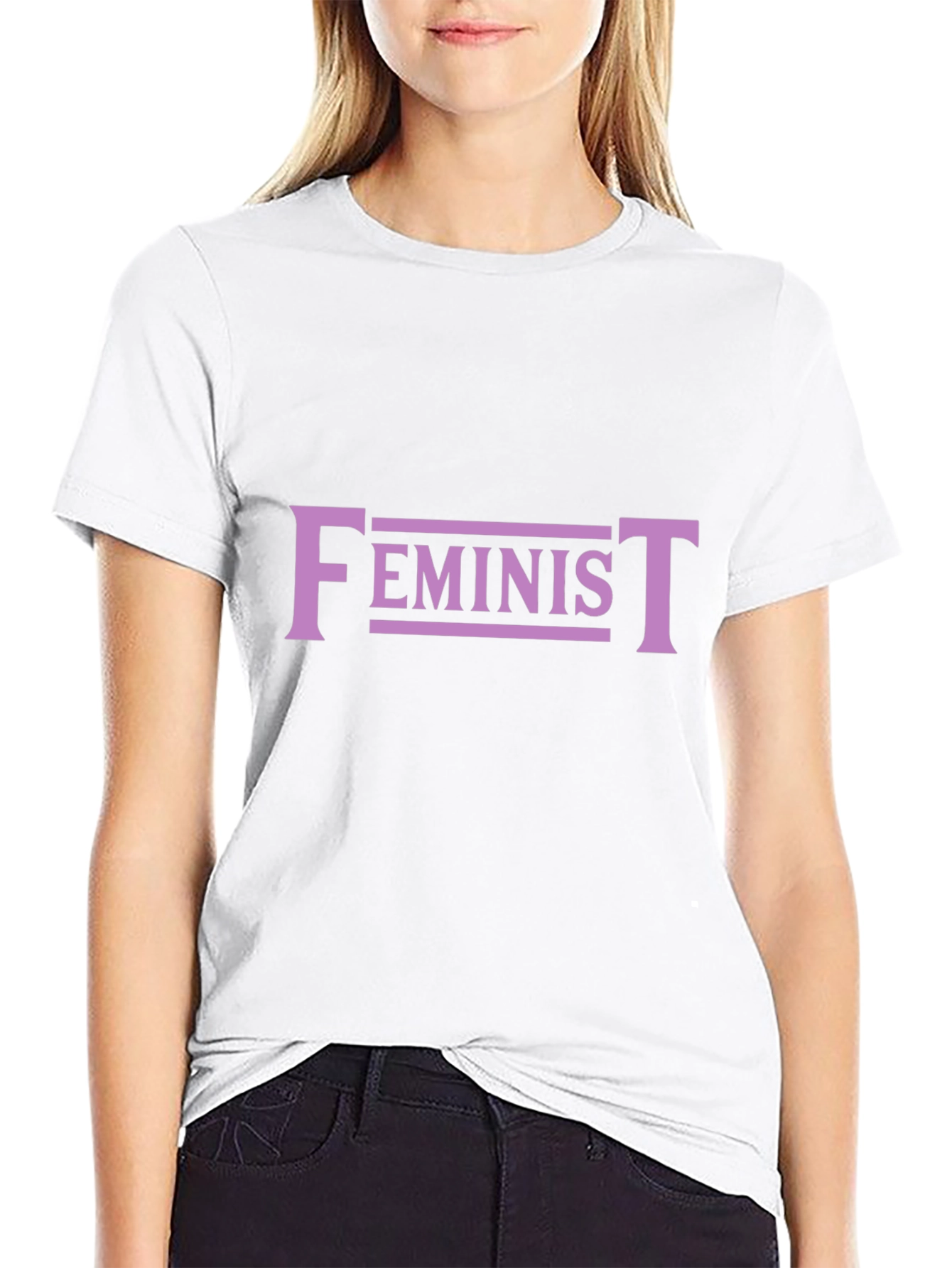 Feminist Graphic Tee - Black Cotton Blend T-Shirt