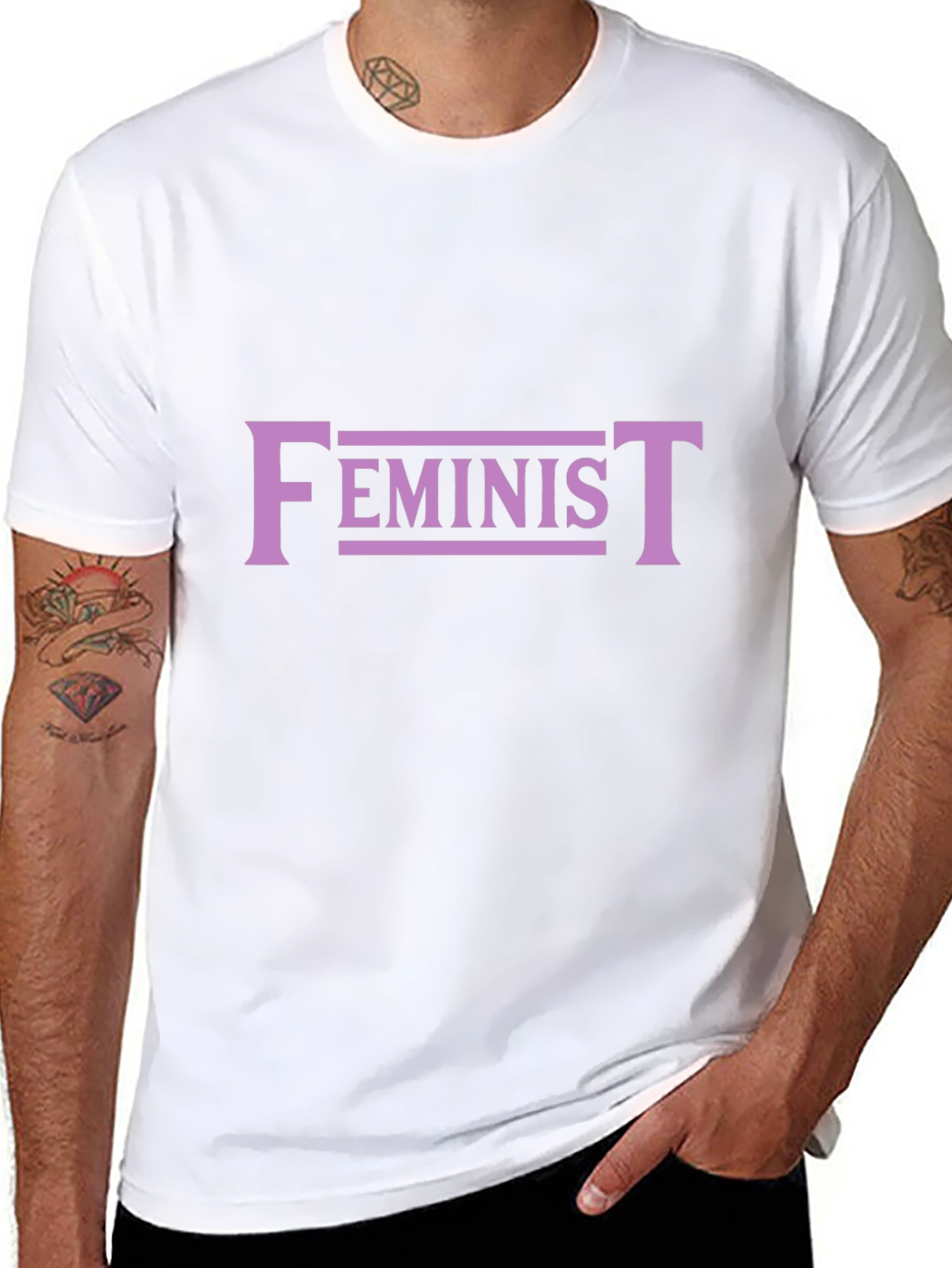 Feminist Graphic Tee - Black Cotton Blend T-Shirt