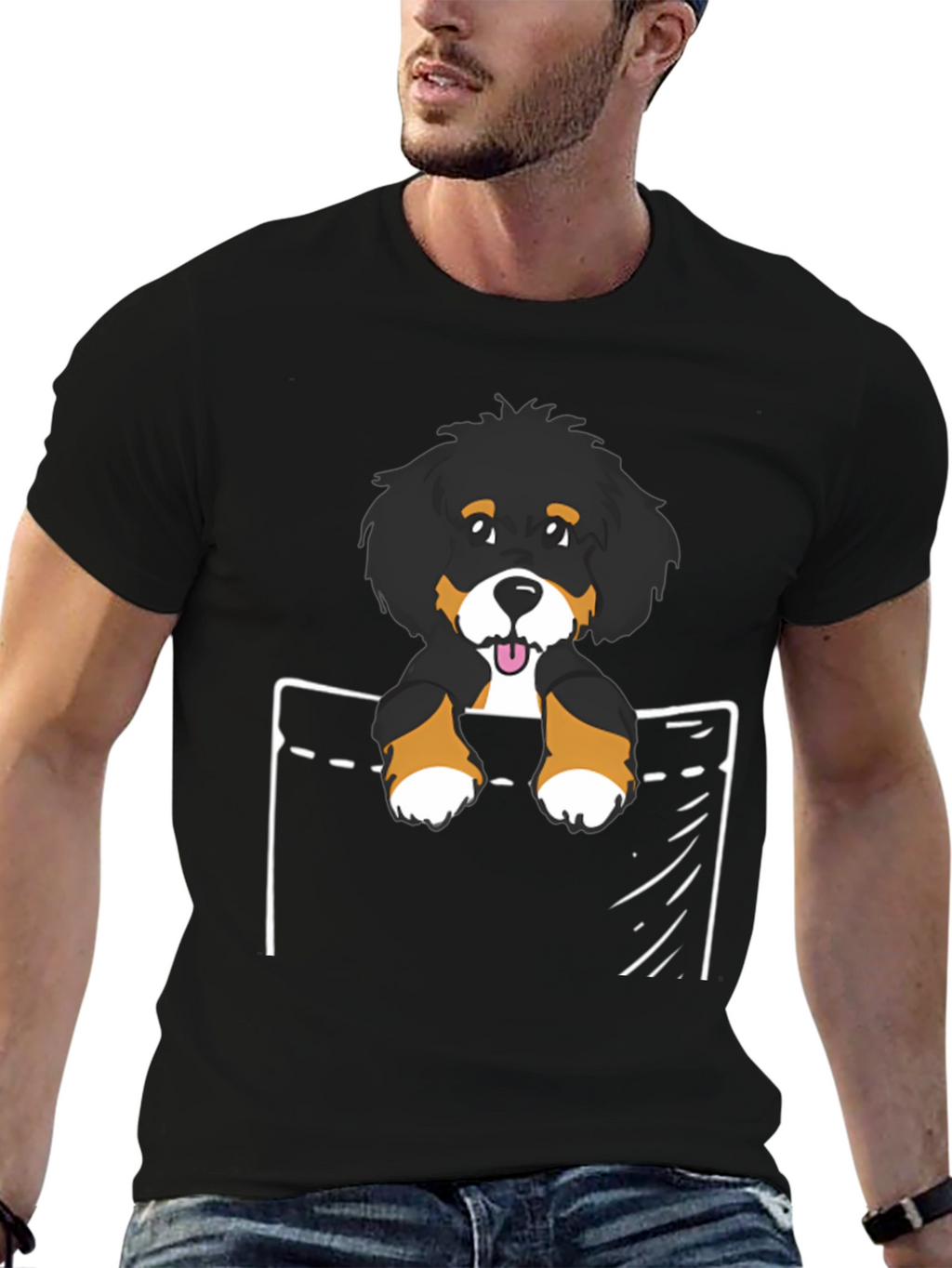 Bernese Mountain Dog Pocket T-Shirt