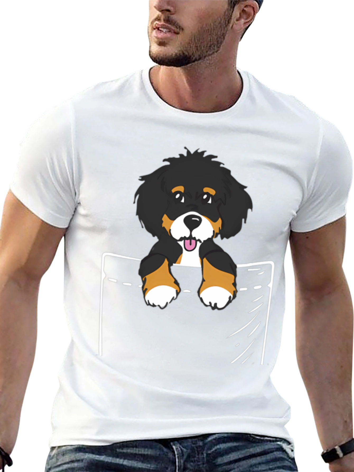Bernese Mountain Dog Pocket T-Shirt