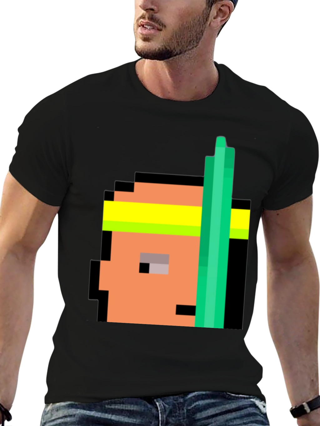 Retro Pixel Athlete Black T-Shirt