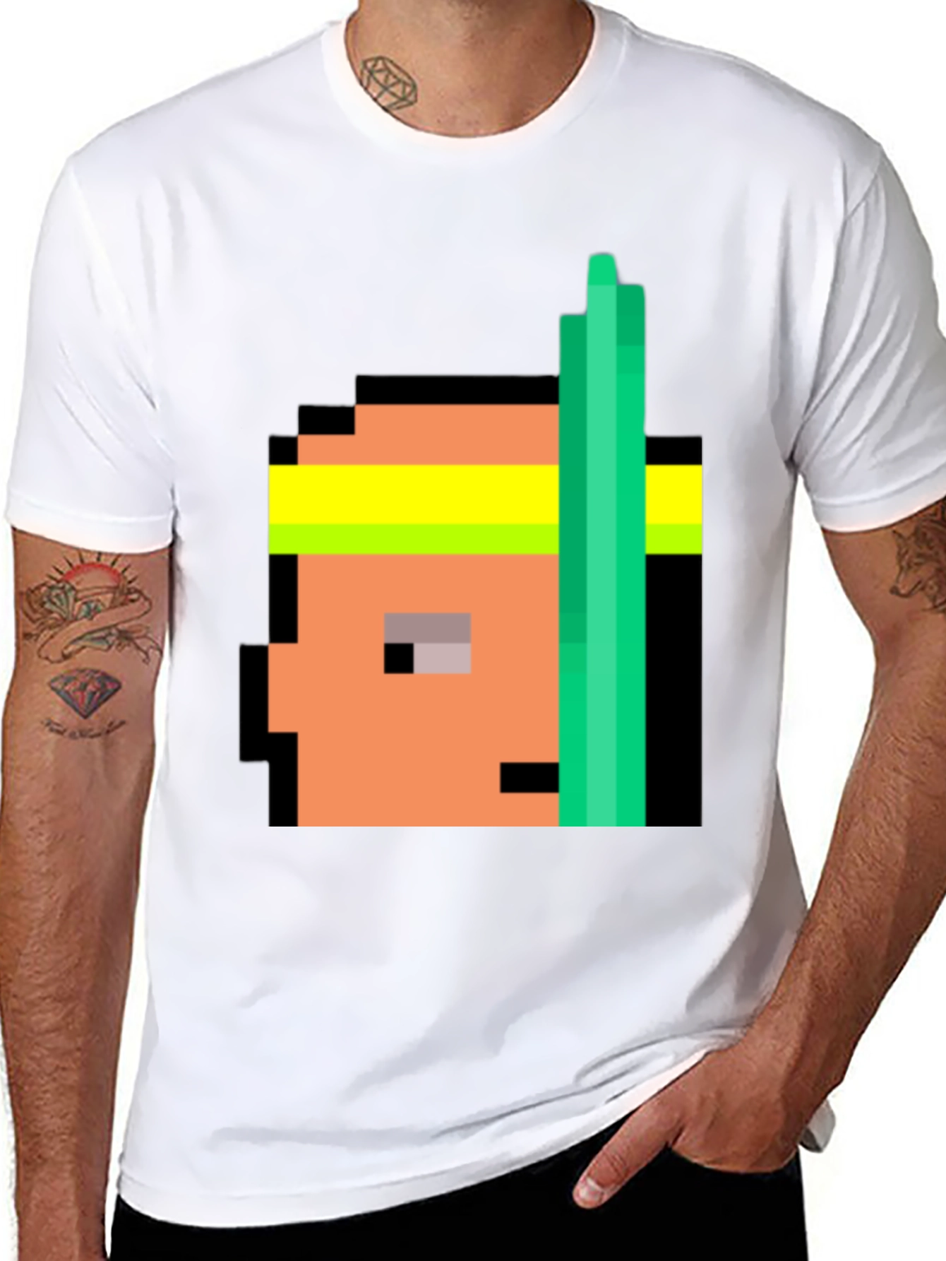 Retro Pixel Athlete Black T-Shirt