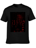 Dark Red Graphic Print Crew Neck T-Shirt