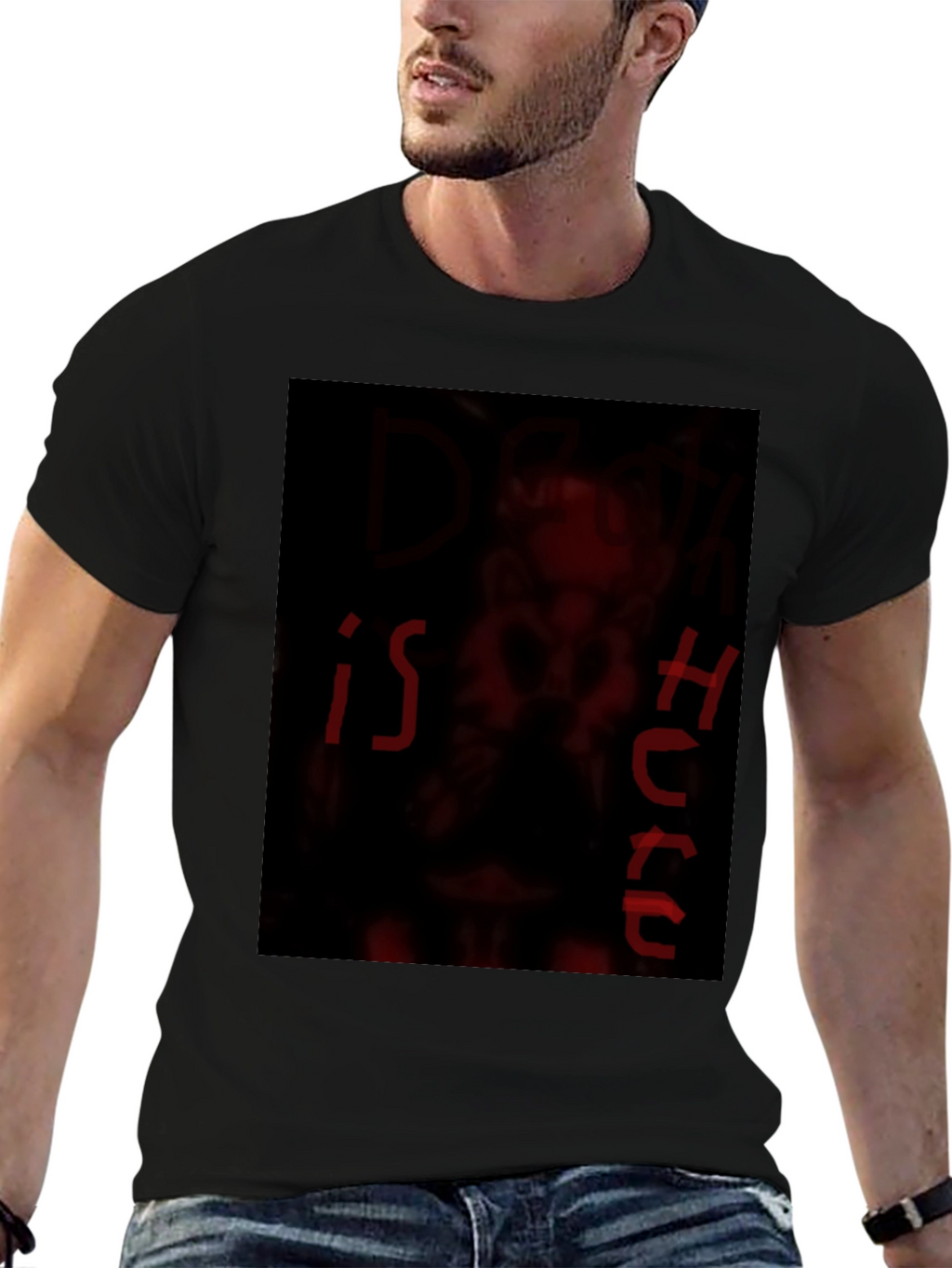 Dark Red Graphic Print Crew Neck T-Shirt