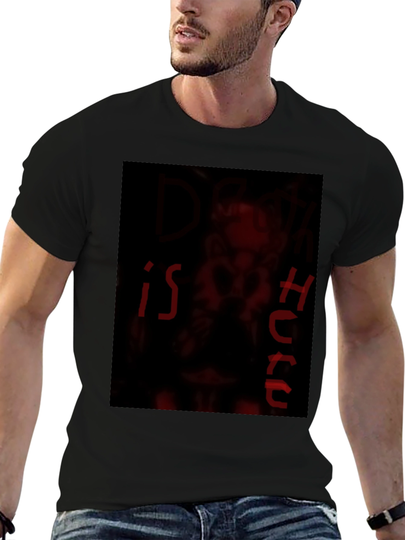 Dark Red Graphic Print Crew Neck T-Shirt