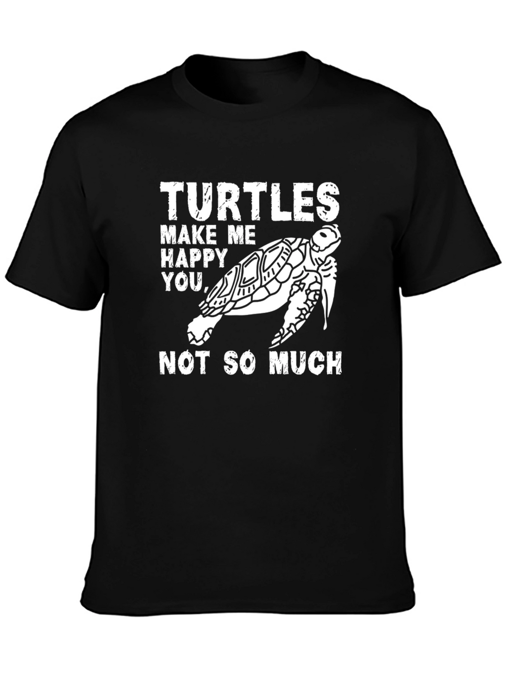 Turtle Graphic Print Crew Neck T-Shirt - Black