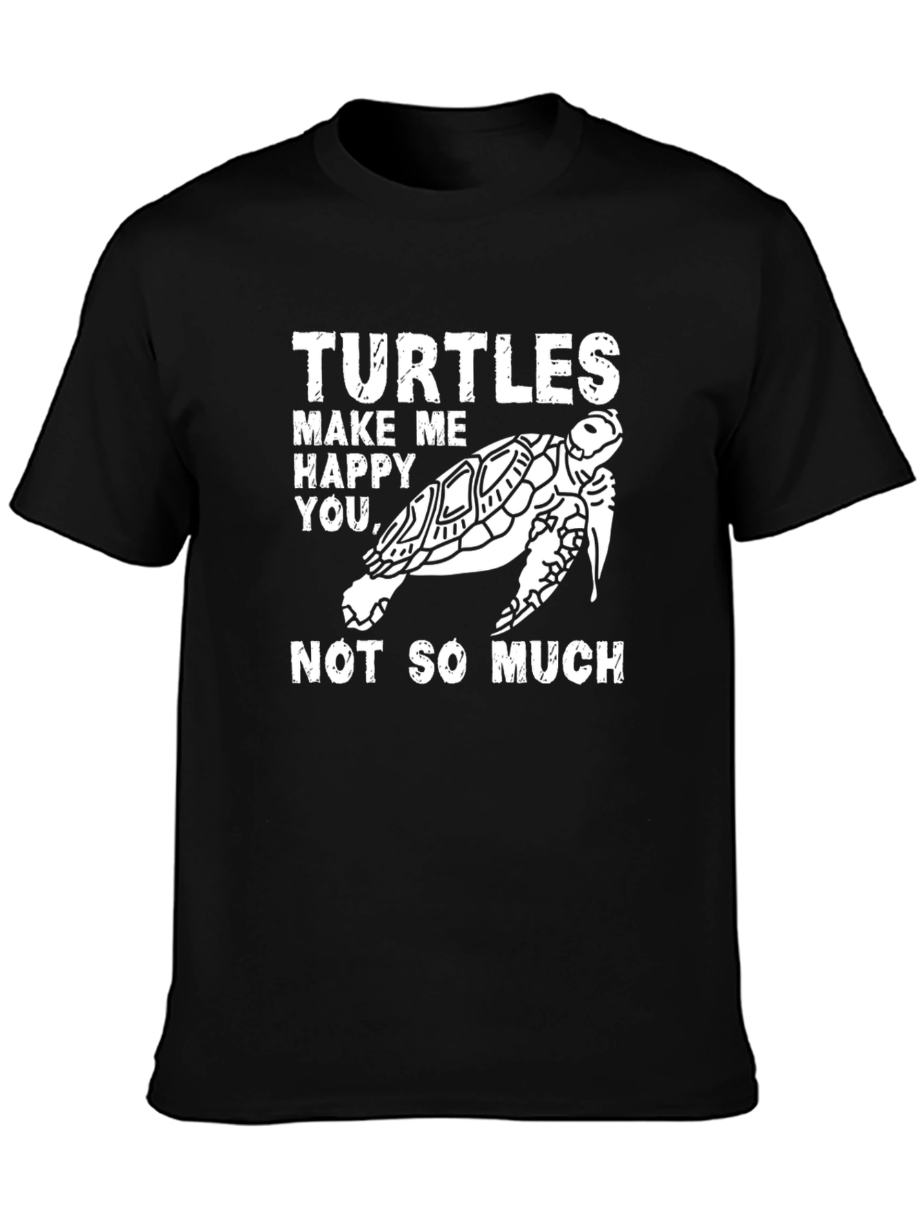 Turtle Graphic Print Crew Neck T-Shirt - Black