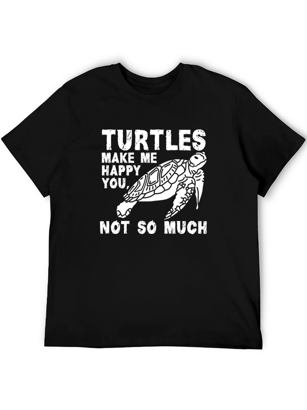 Turtle Graphic Print Crew Neck T-Shirt - Black