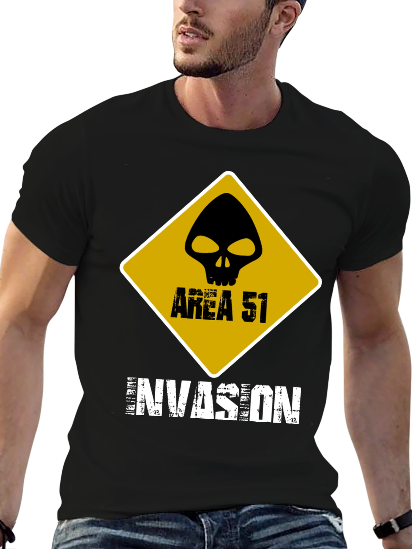 Area 51 Invasion Graphic T-Shirt - Black