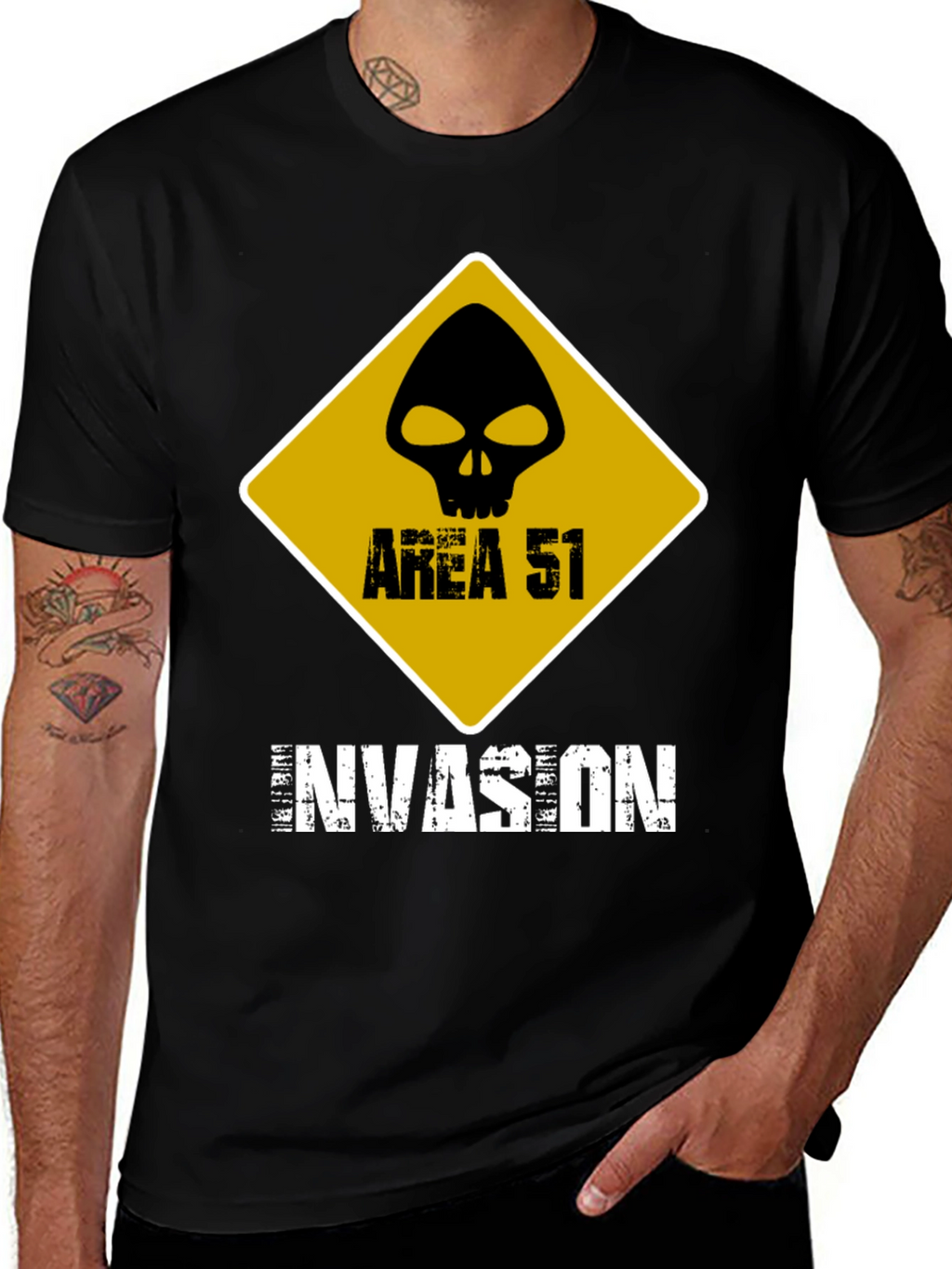 Area 51 Invasion Graphic T-Shirt - Black