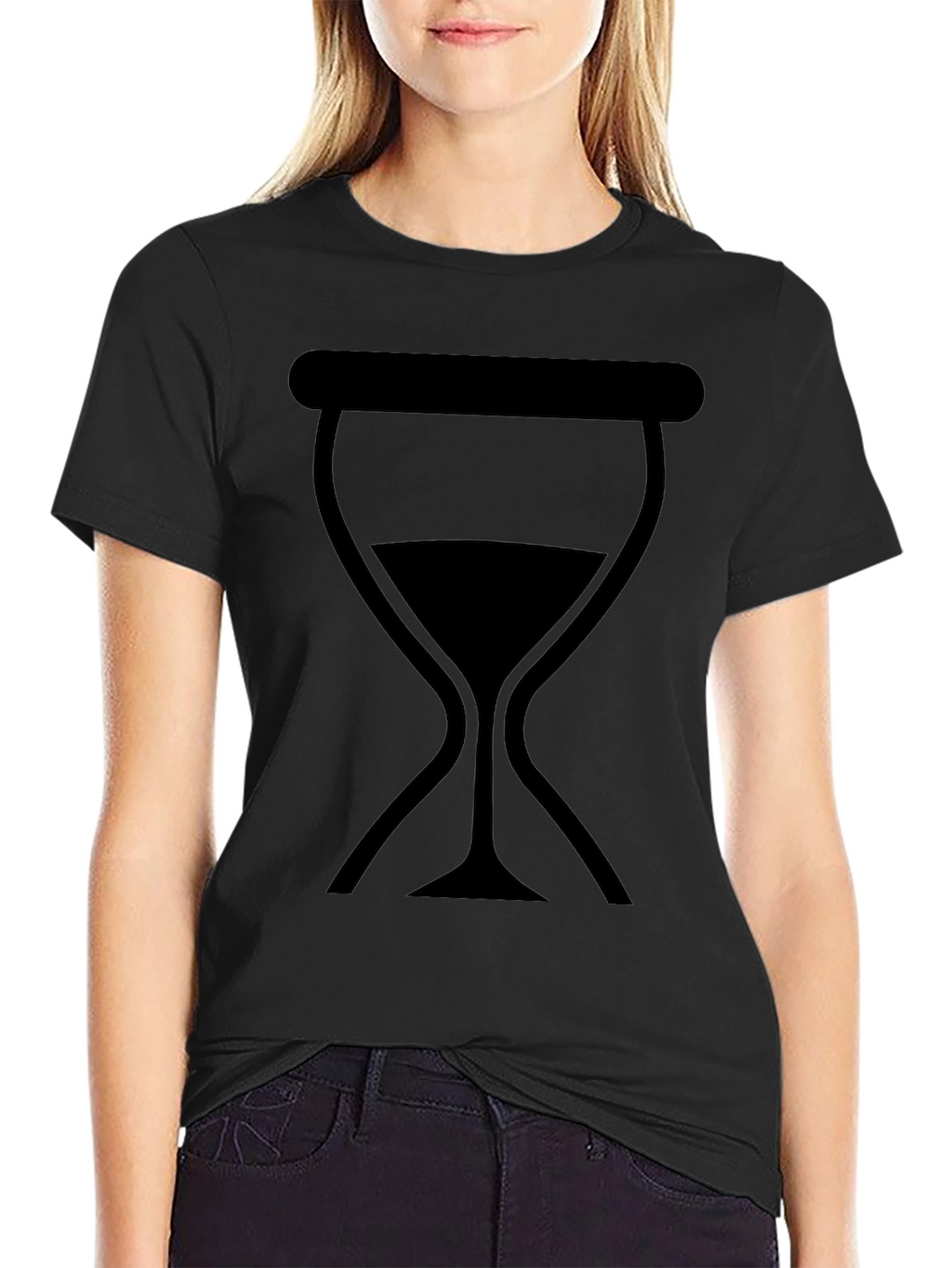 Mens Black T-Shirt with Hourglass Graphic