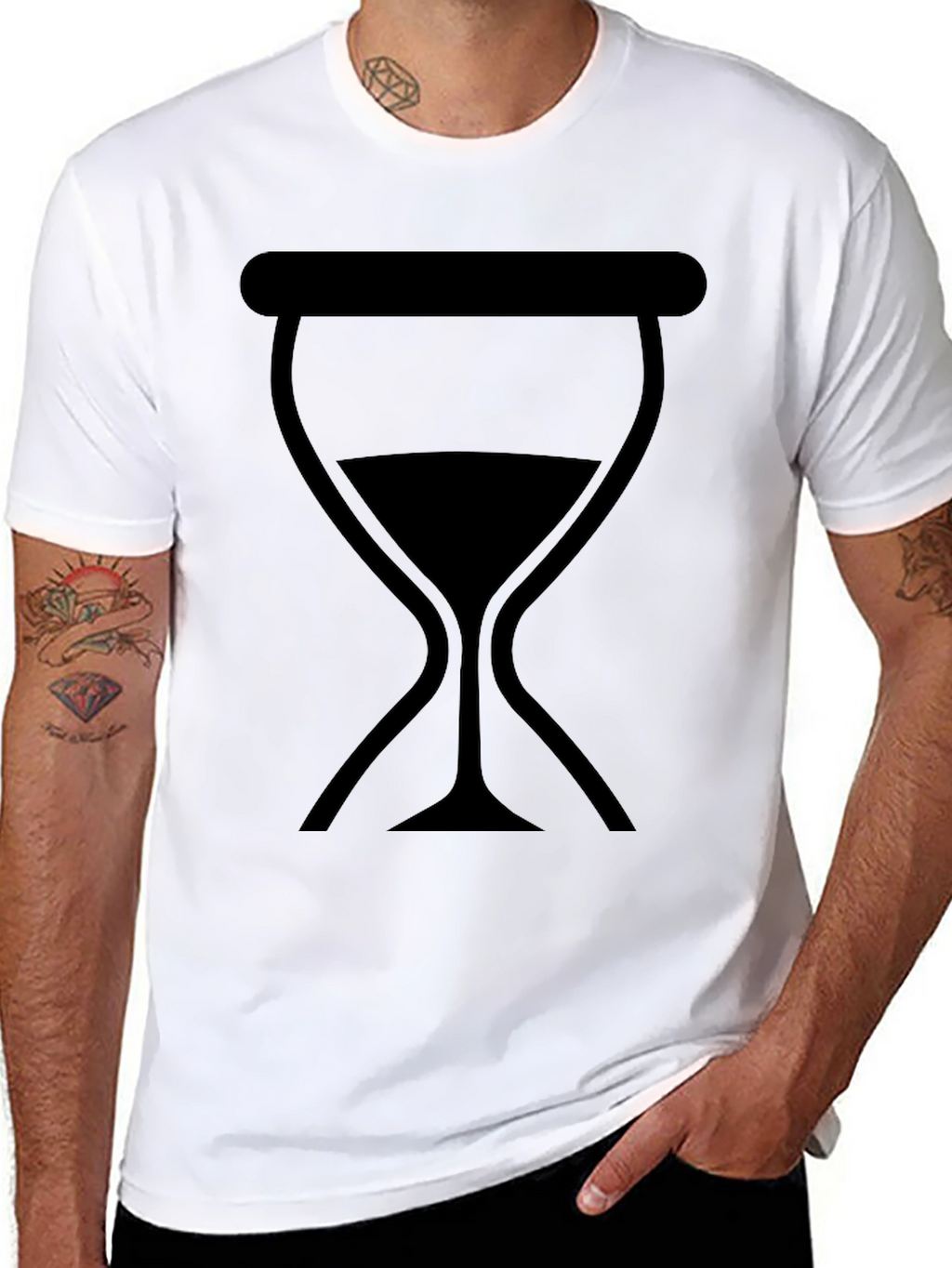 Mens Black T-Shirt with Hourglass Graphic