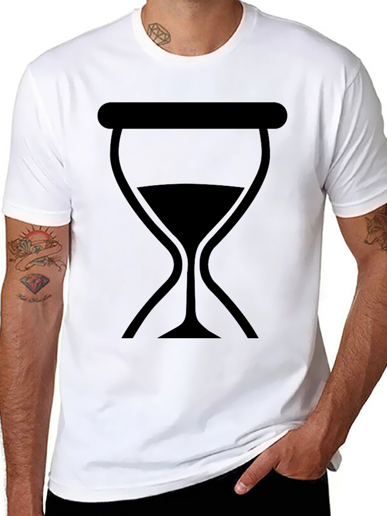 Mens Black T-Shirt with Hourglass Graphic
