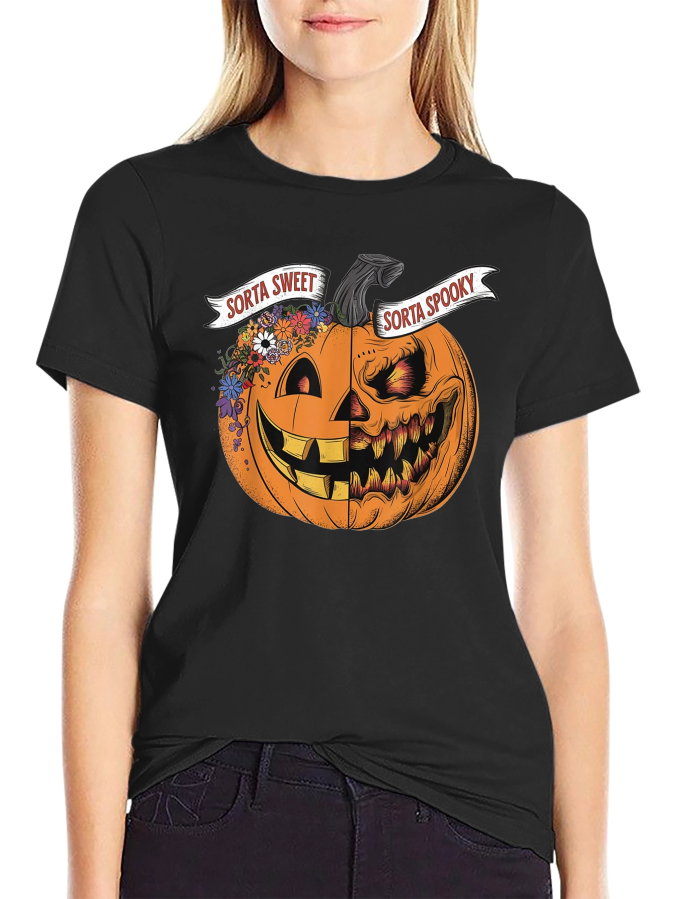 Sorta Sweet Sorta Spooky Pumpkin Halloween T-Shirt