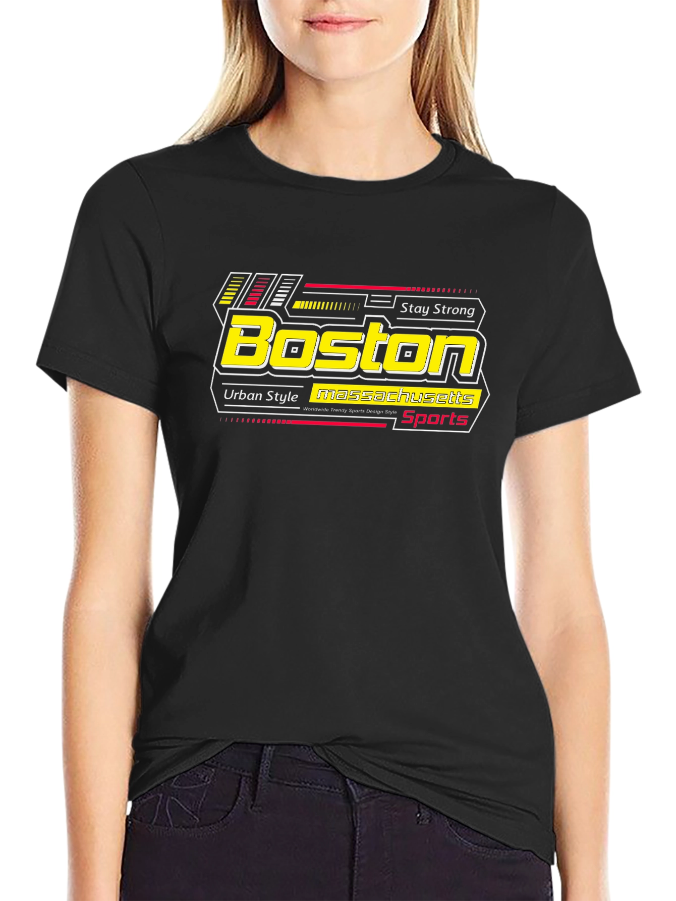 Boston Sports Graphic Tee - Urban Style Black T-Shirt