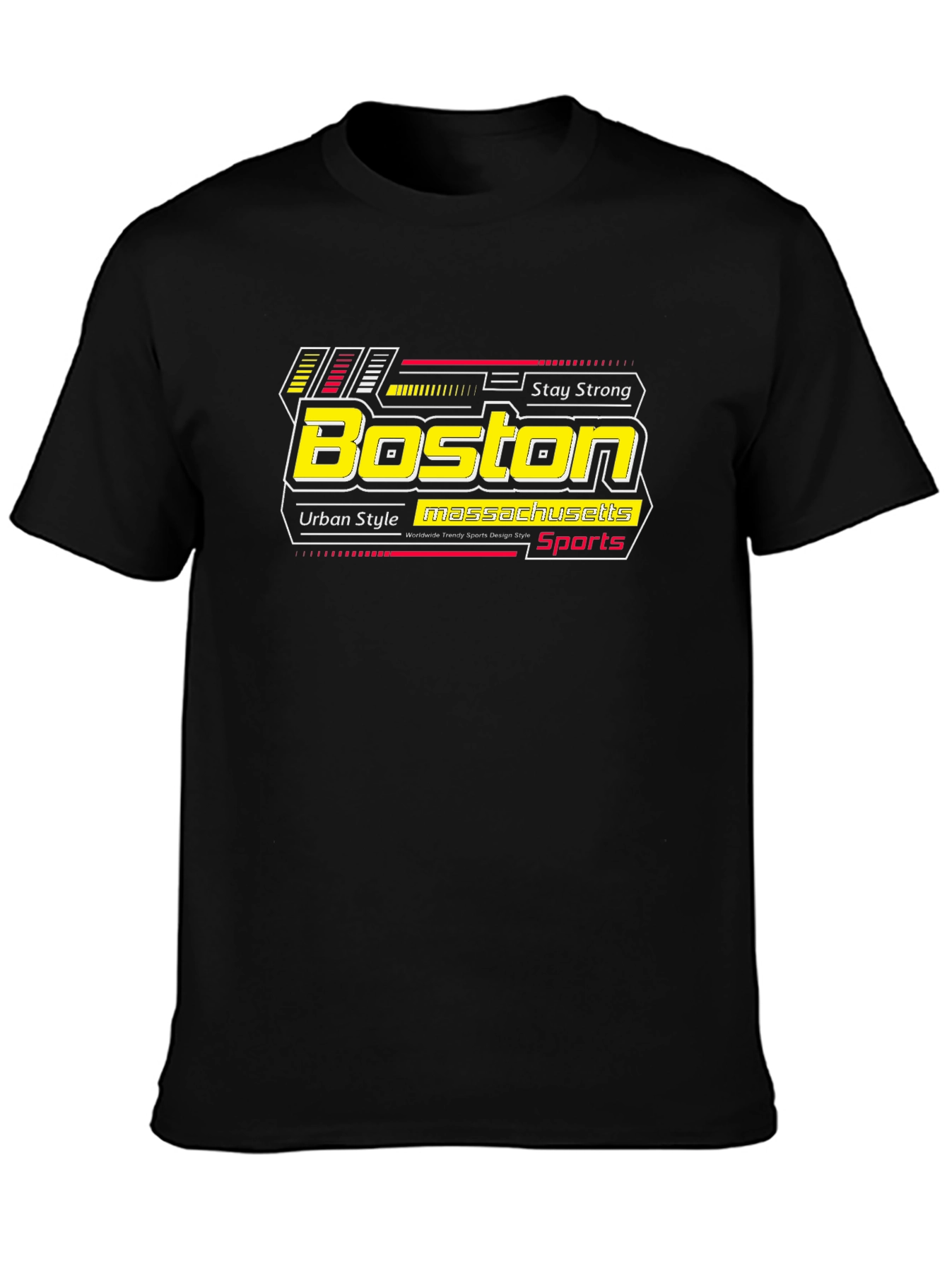 Boston Sports Graphic Tee - Urban Style Black T-Shirt