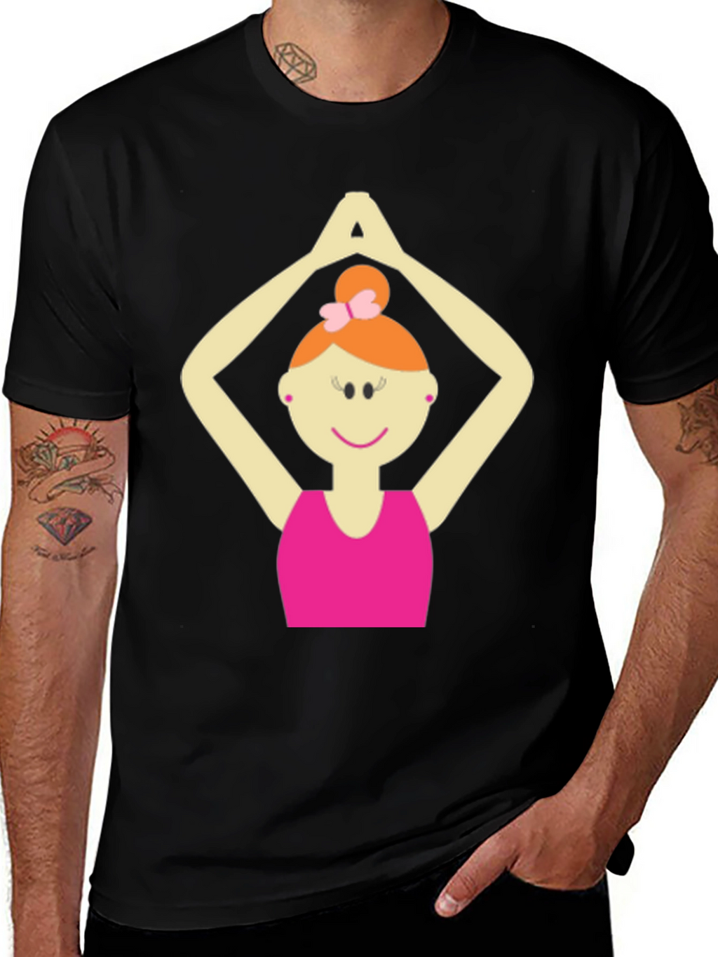Yoga Girl Graphic Tee - Black Cotton T-Shirt