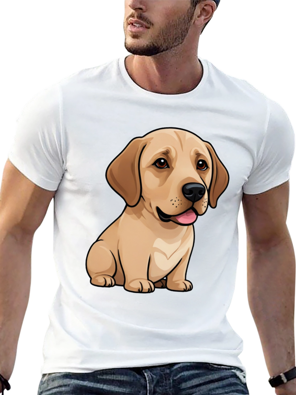 Cute Labrador Puppy Dog Graphic Black T-Shirt