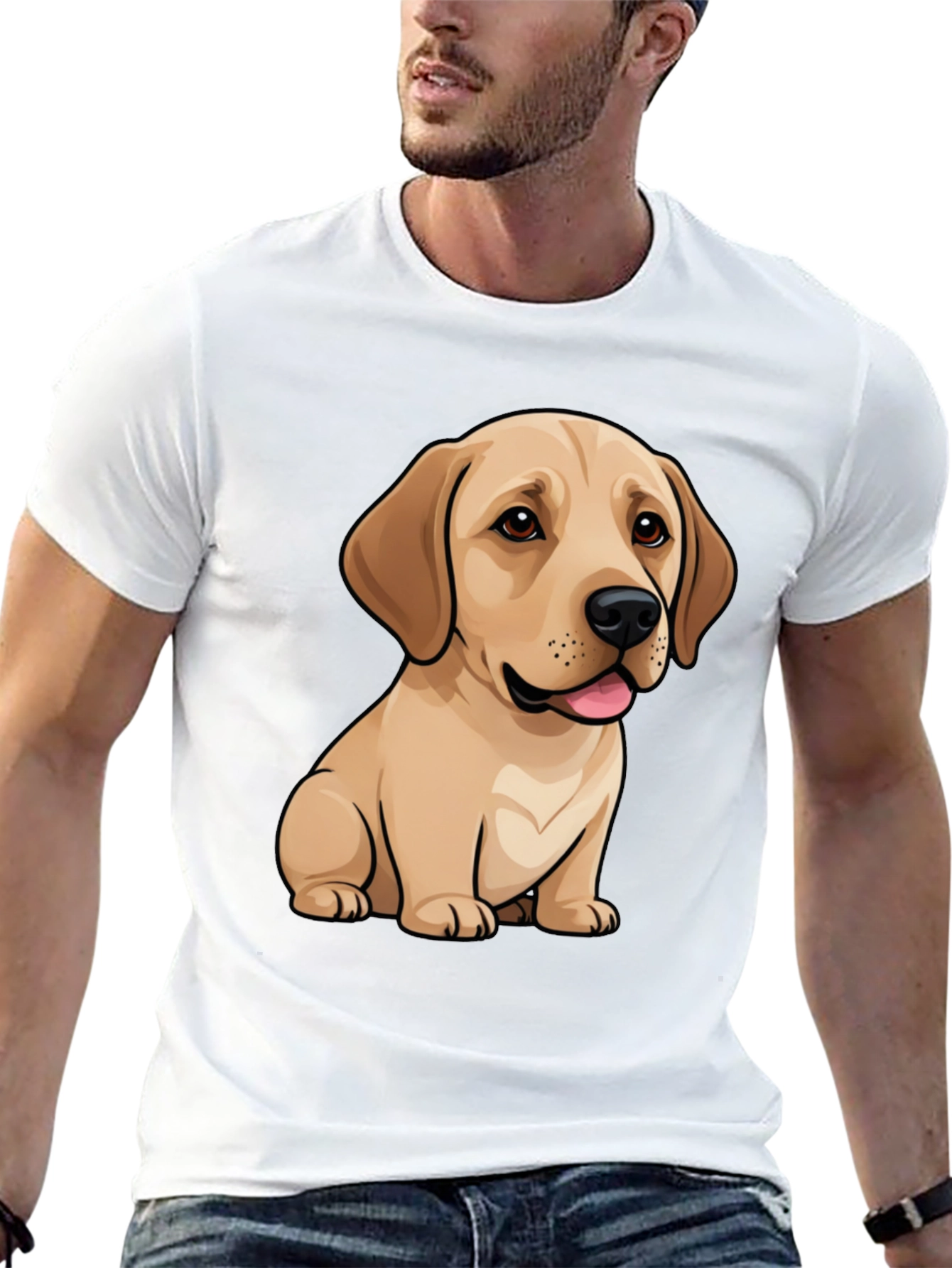 Cute Labrador Puppy Dog Graphic Black T-Shirt