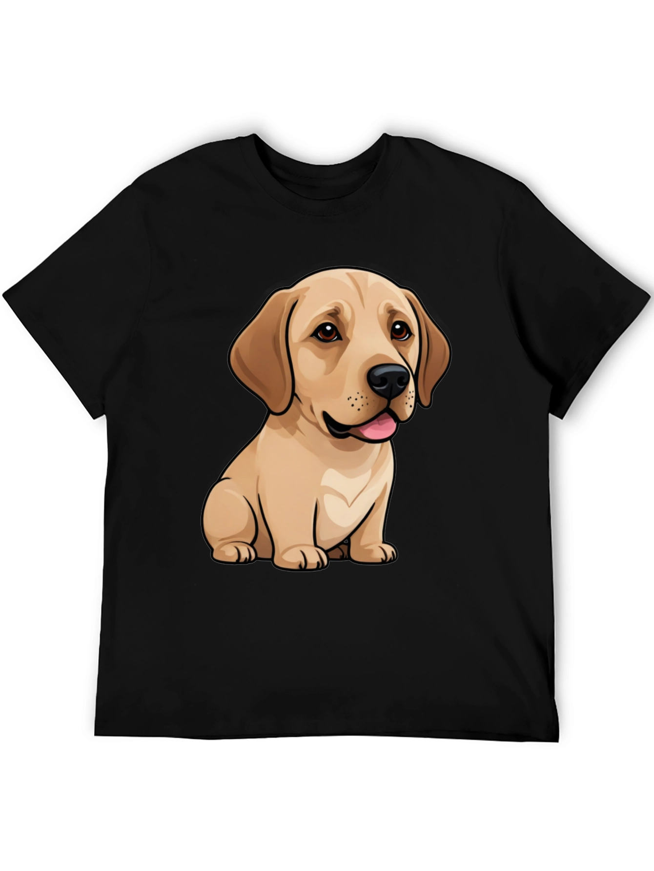Cute Labrador Puppy Dog Graphic Black T-Shirt
