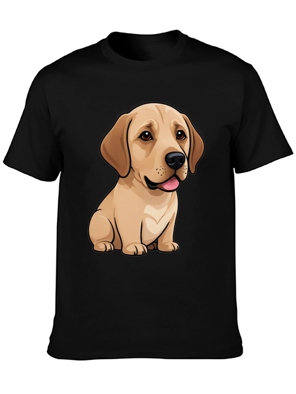 Cute Labrador Puppy Dog Graphic Black T-Shirt
