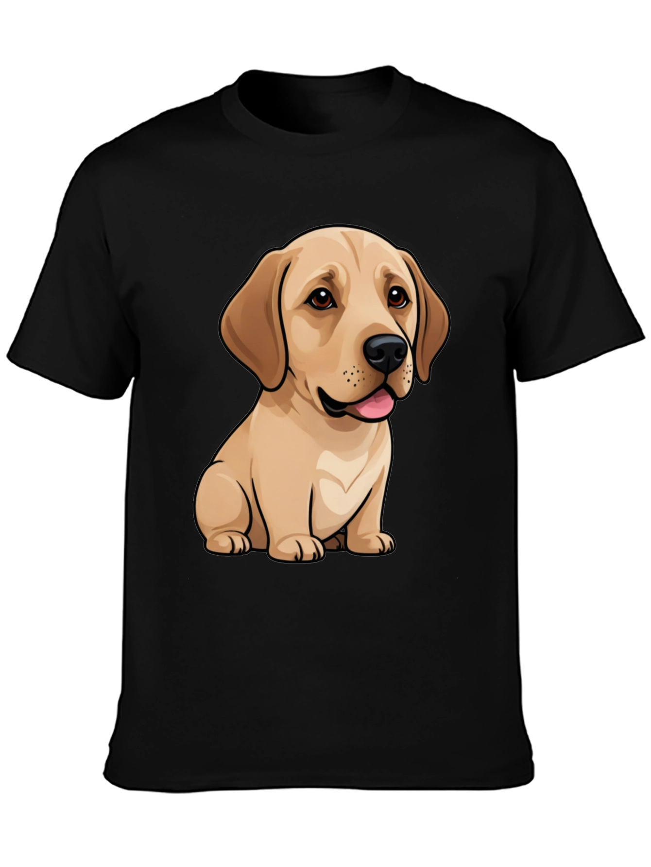 Cute Labrador Puppy Dog Graphic Black T-Shirt