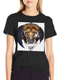 Lion Graphic Black T-Shirt - Bold Animal Print