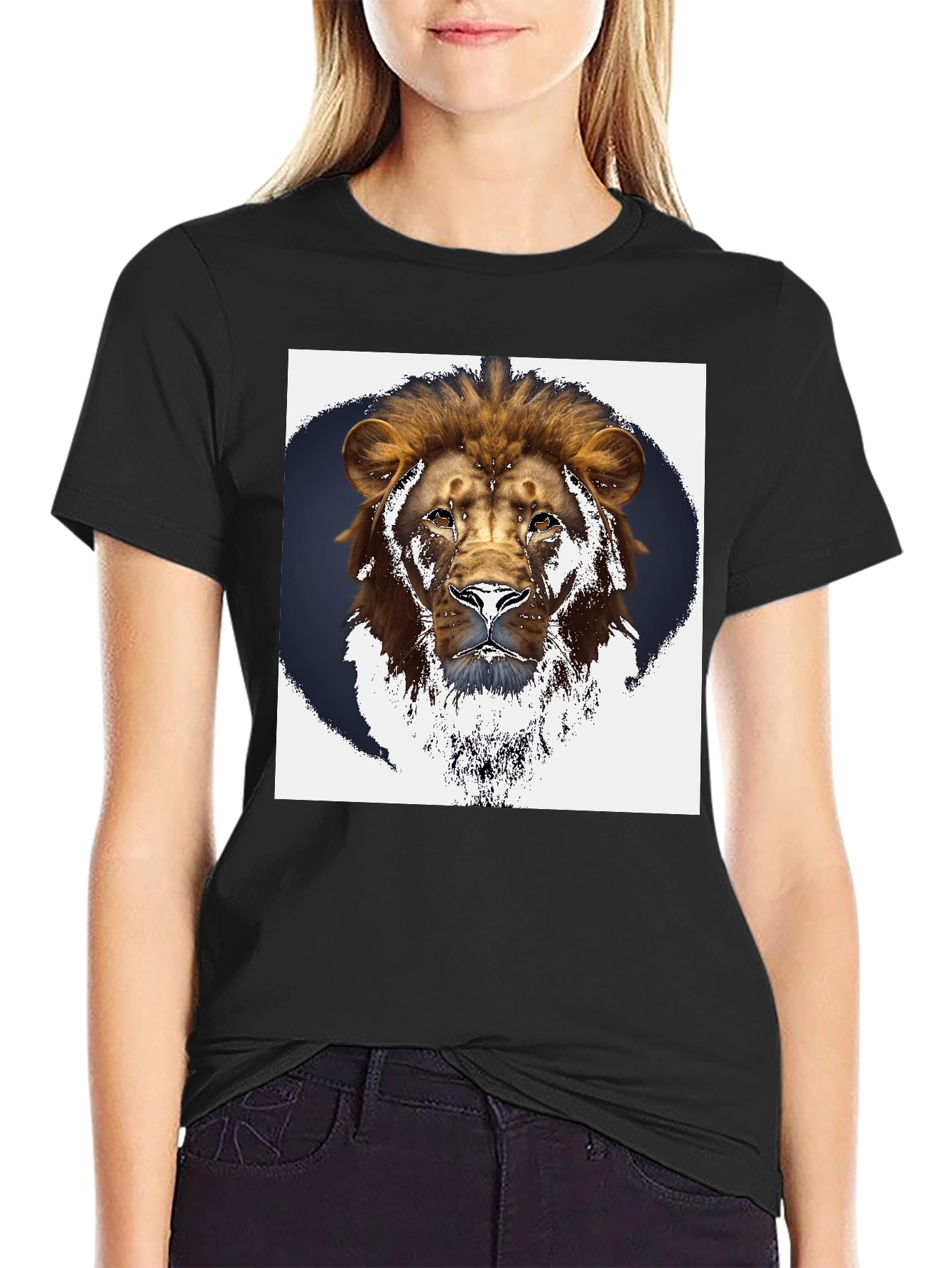 Lion Graphic Black T-Shirt - Bold Animal Print