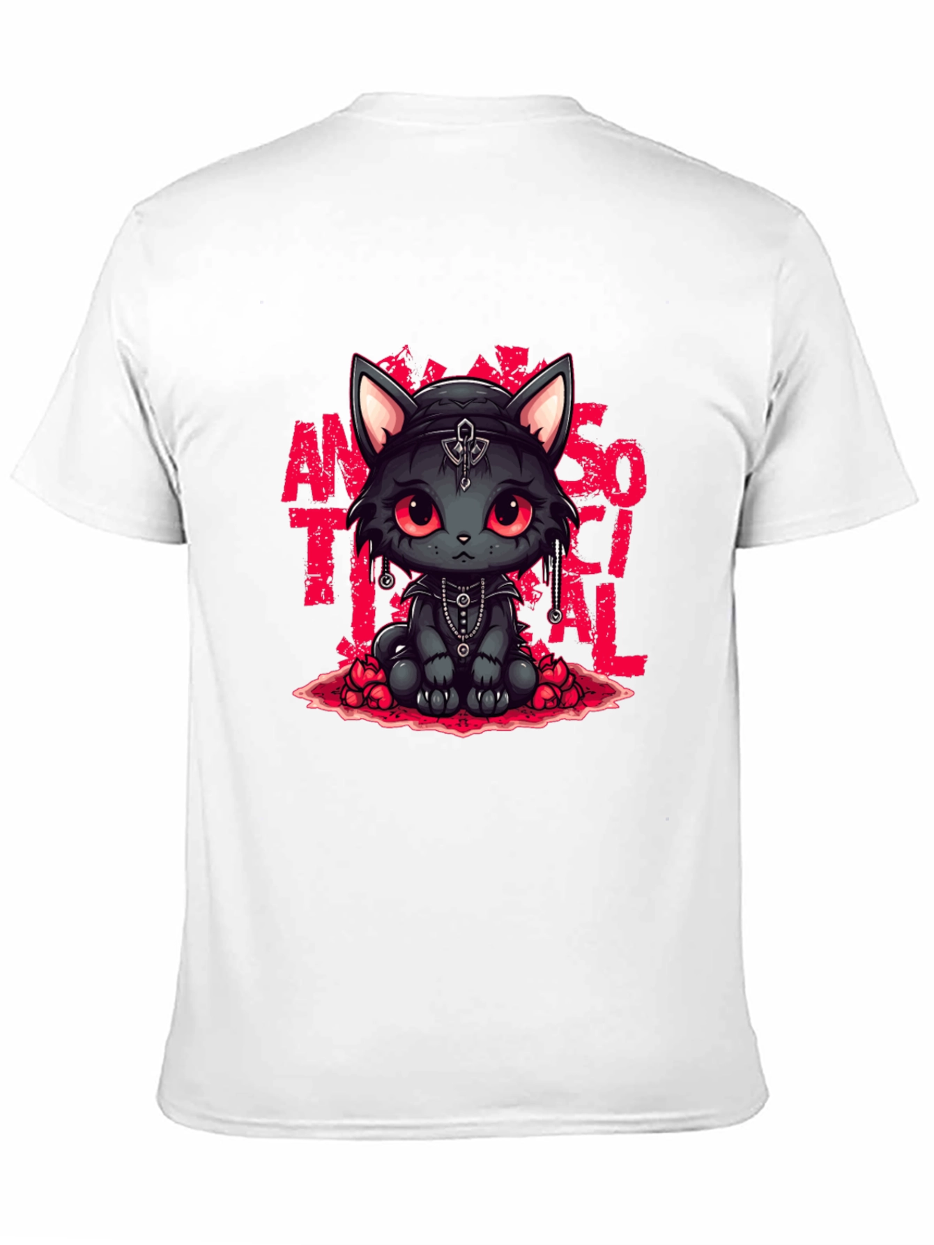 Gothic Cat Antisocial T-Shirt