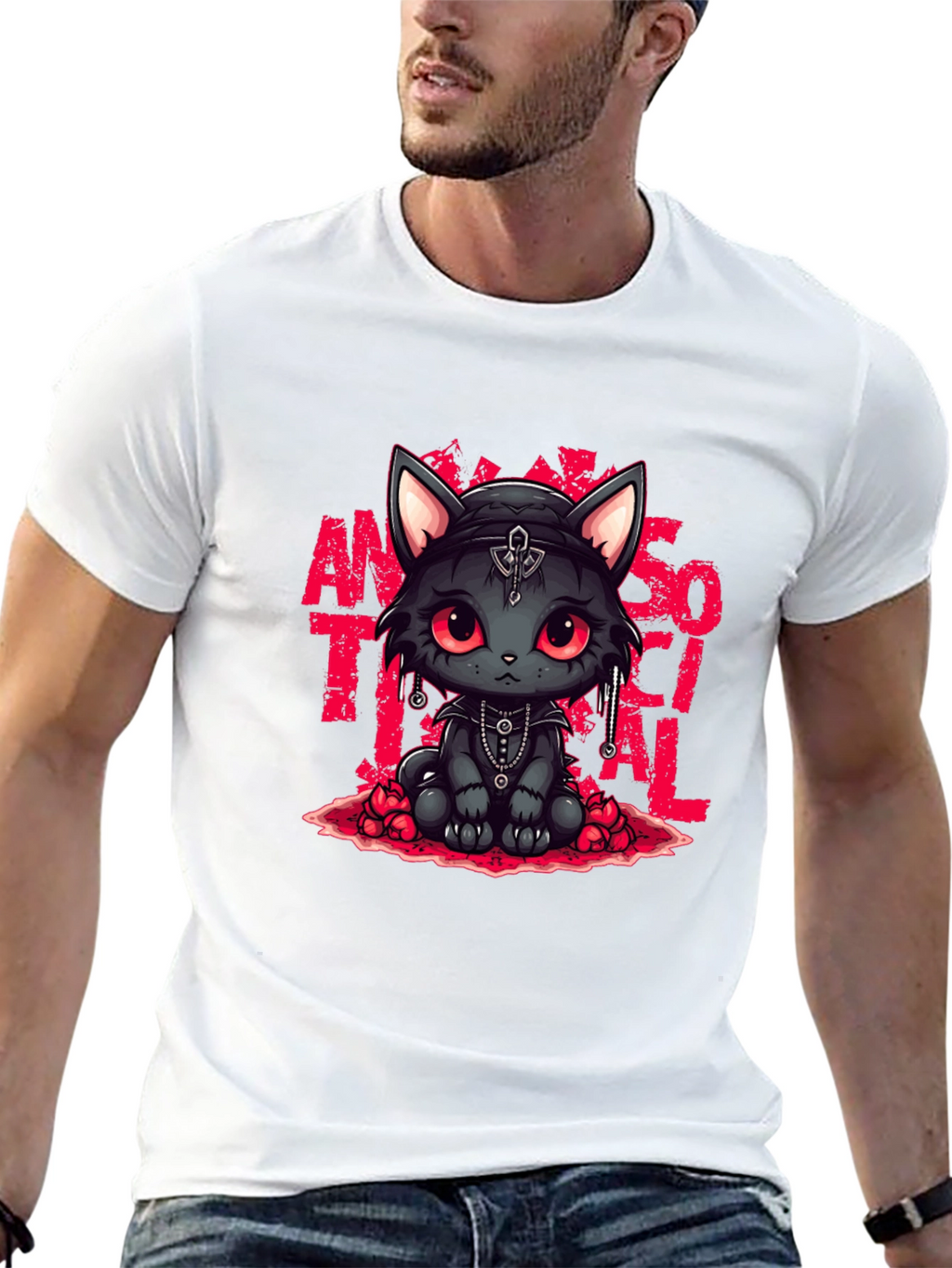 Gothic Cat Antisocial T-Shirt